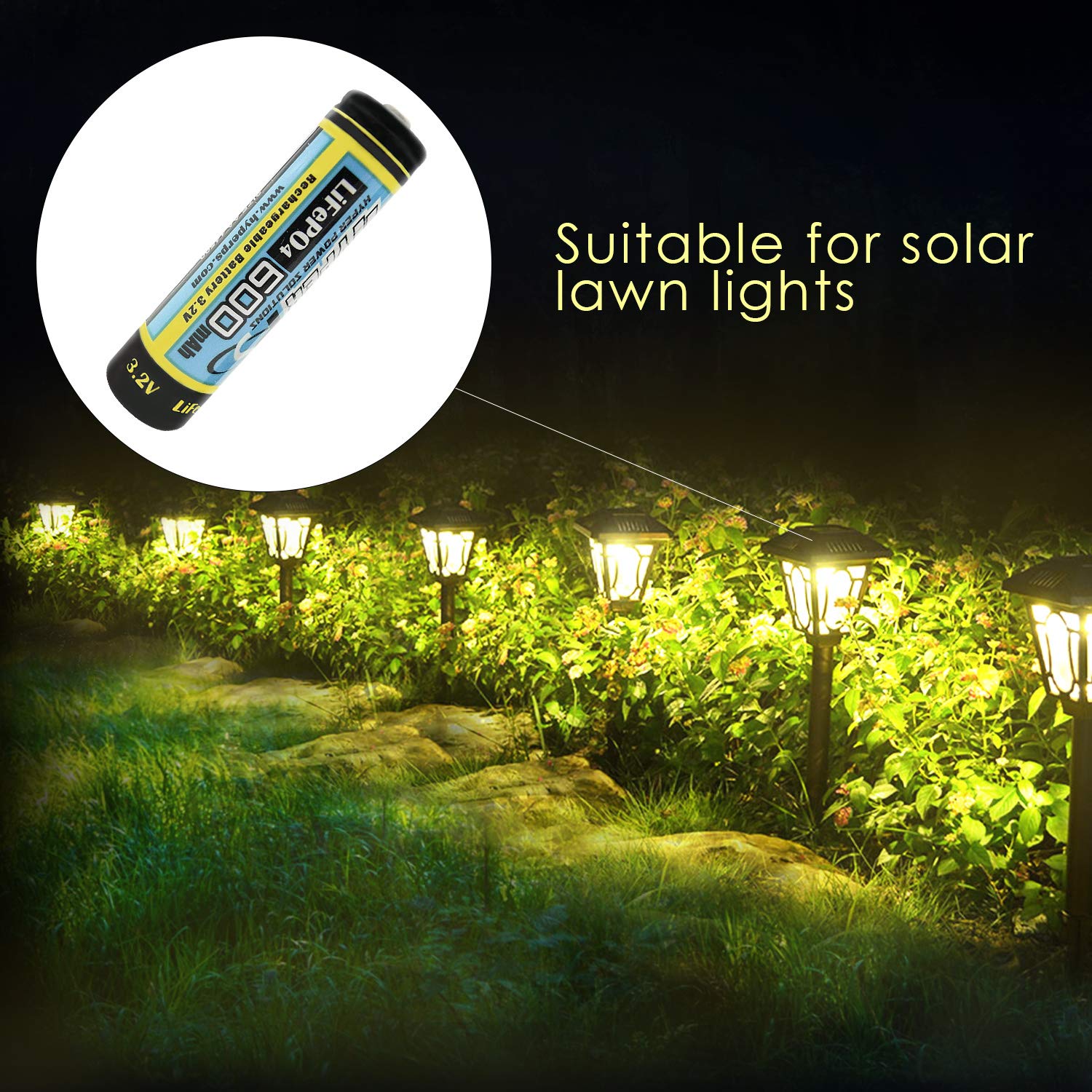 3.2V AA 600mAh Rechargeable Batteries 2-Pack - for Solar Lights, Electric Toothbrushes, Shavers & Flashlights | Long-Lasting Power for Home, Outdoor & Emergency Use