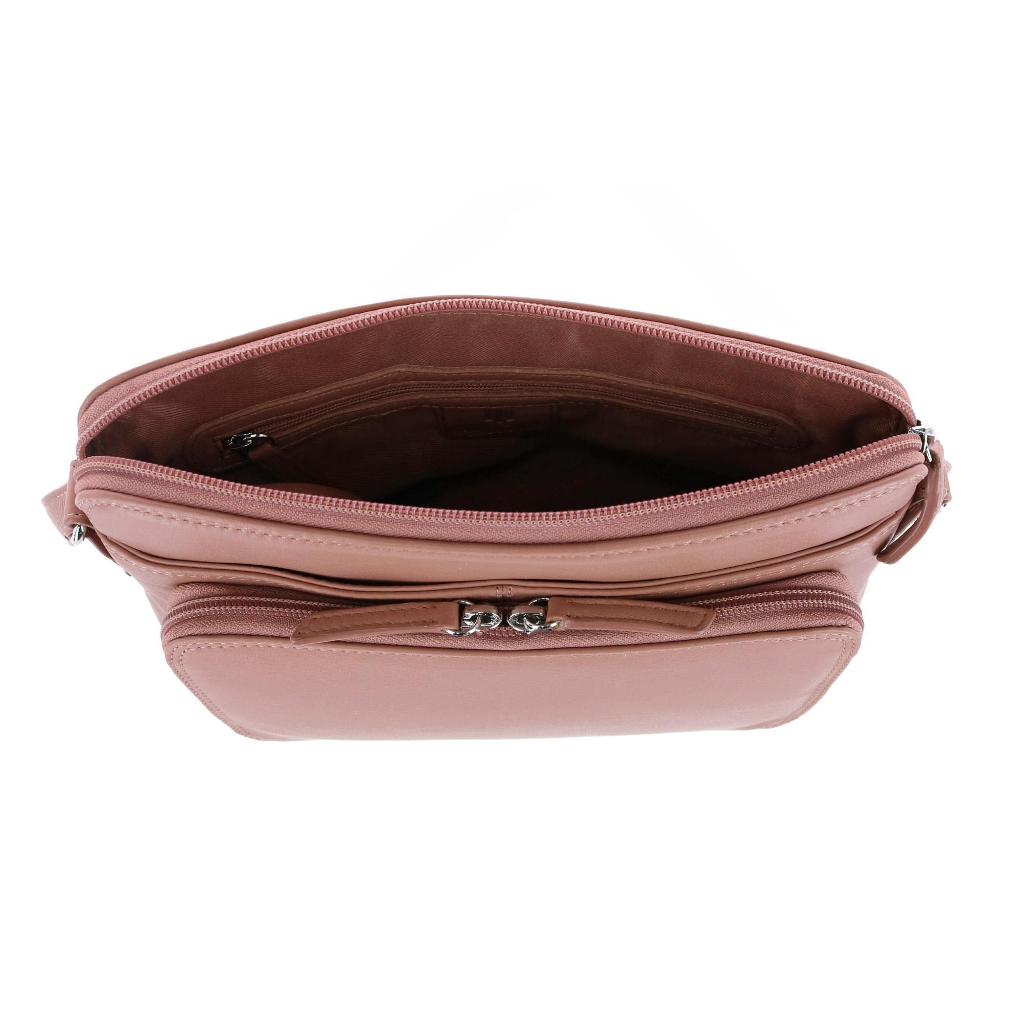 CTM® Women's Genuine Leather Shoulder Bag Purse with Side Organizer Pockets - Stylish Crossbody Handbag for Work, Travel & Everyday Use