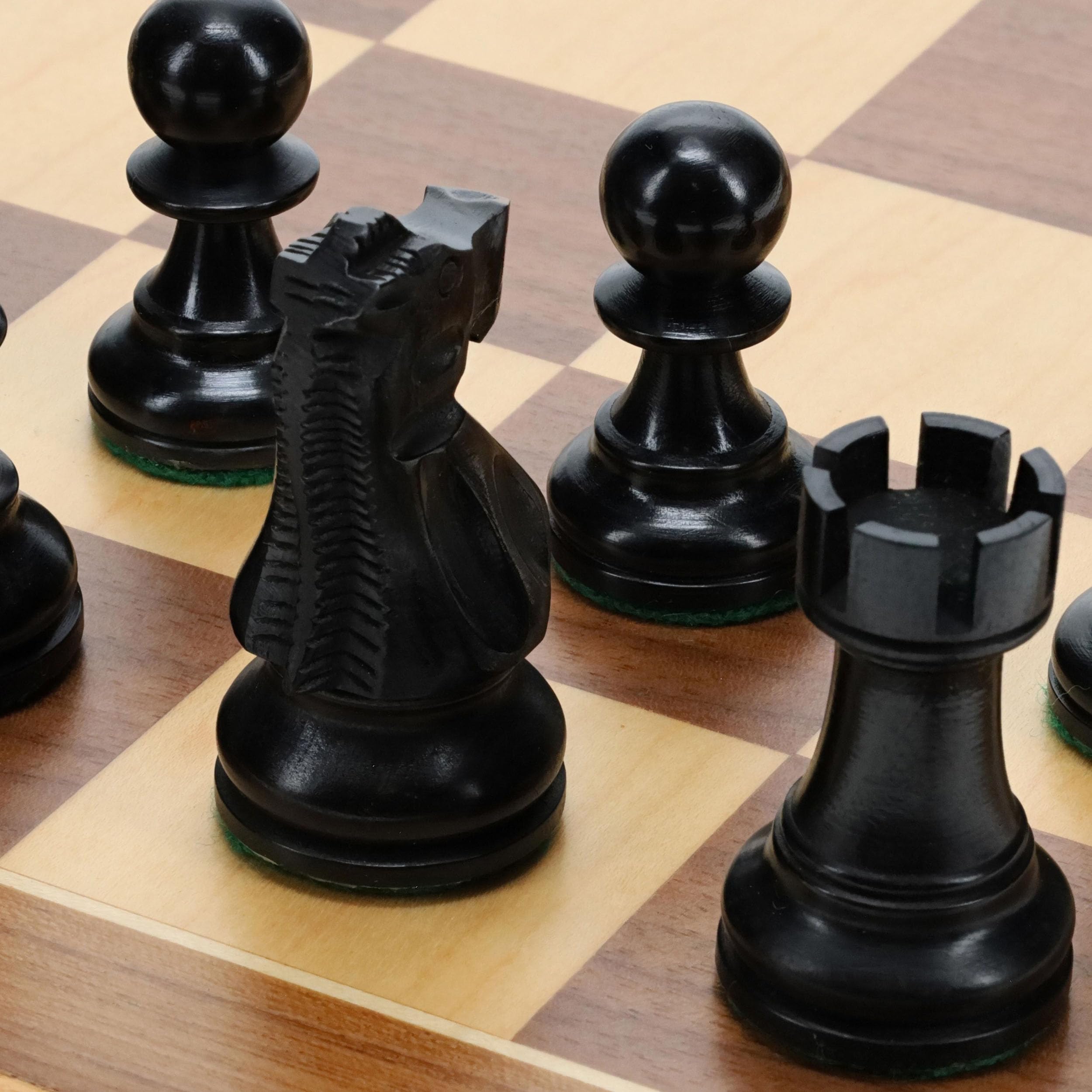 WE Games Jacques Weighted Wooden Chess Pieces - Hand-Polished Black Stained Wood Chess Set with 3.5