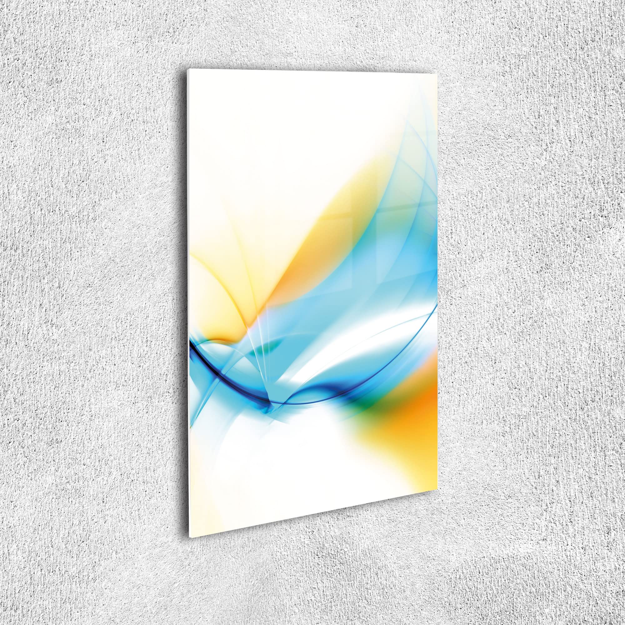 Ambesonne Abstract Acrylic Glass Wall Art - Modern Fractal Wave Vortex Design in Aqua & Pale Orange - 19x26 Inch Contemporary Home Decor for Living Room, Bedroom, Dorm | Perfect for Boho, Minimalist & Modern Interior Styles