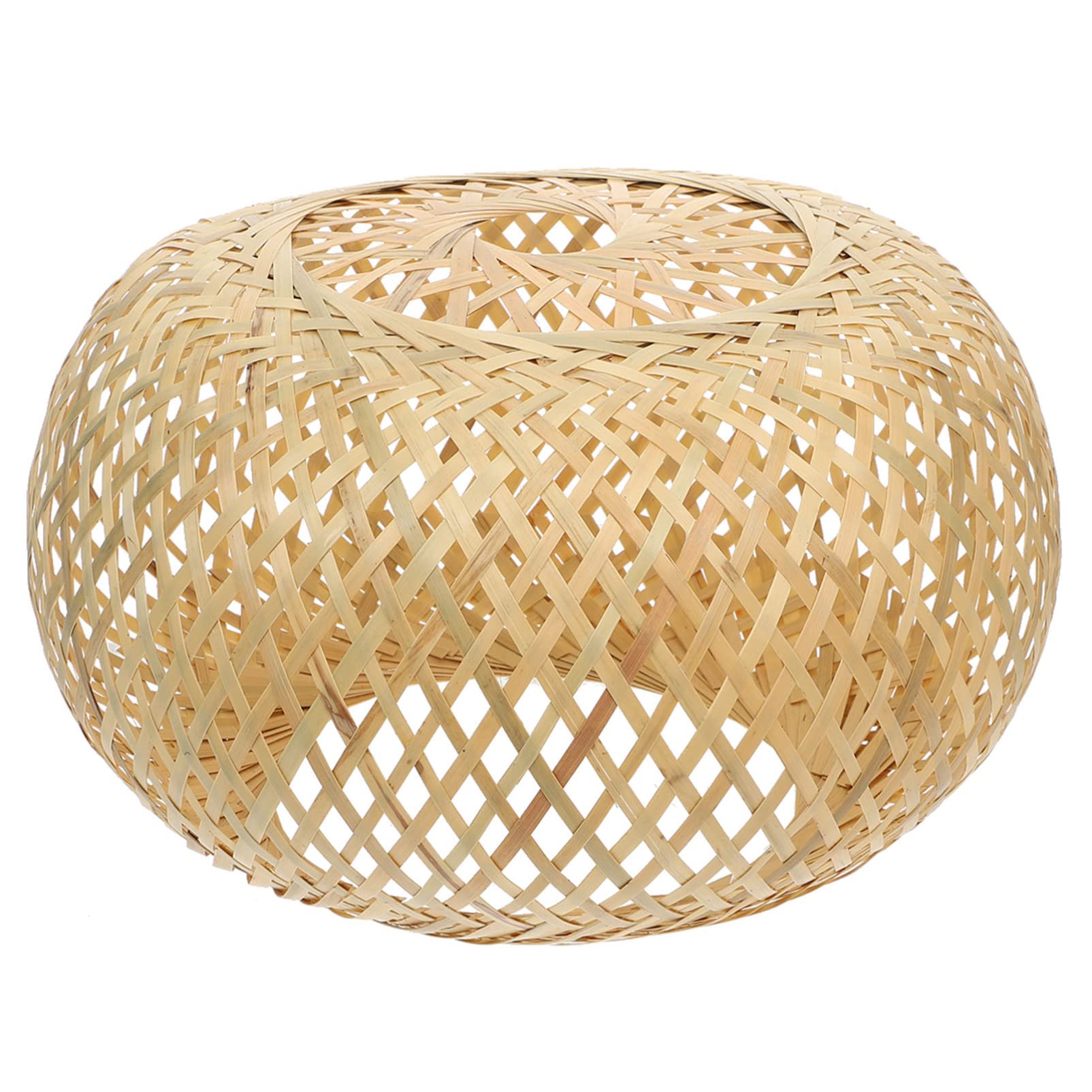 Vintage Wood Rattan Drum Chandelier Lamp Shade - Woven Pendant Light Cover for Ceiling Fixture, Wall Hanging & Table Lamp | Boho Home Decor, Living Room, Bedroom, Porch Lighting