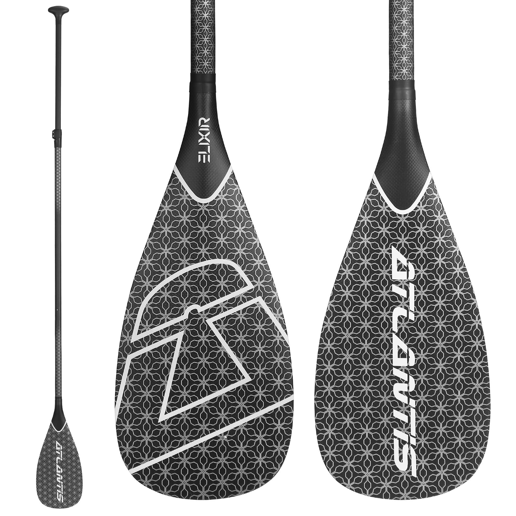 **AQUABONA 3-Piece 100% Carbon Fiber SUP Paddle - Adjustable, Lightweight & Durable Stand Up Paddle Board Oar for Kayaking, Surfing & Water Sports (Floating, Black)**    *(Perfect for Ocean, Lake & River Adventures – Ideal for Beginners & Professionals!)*