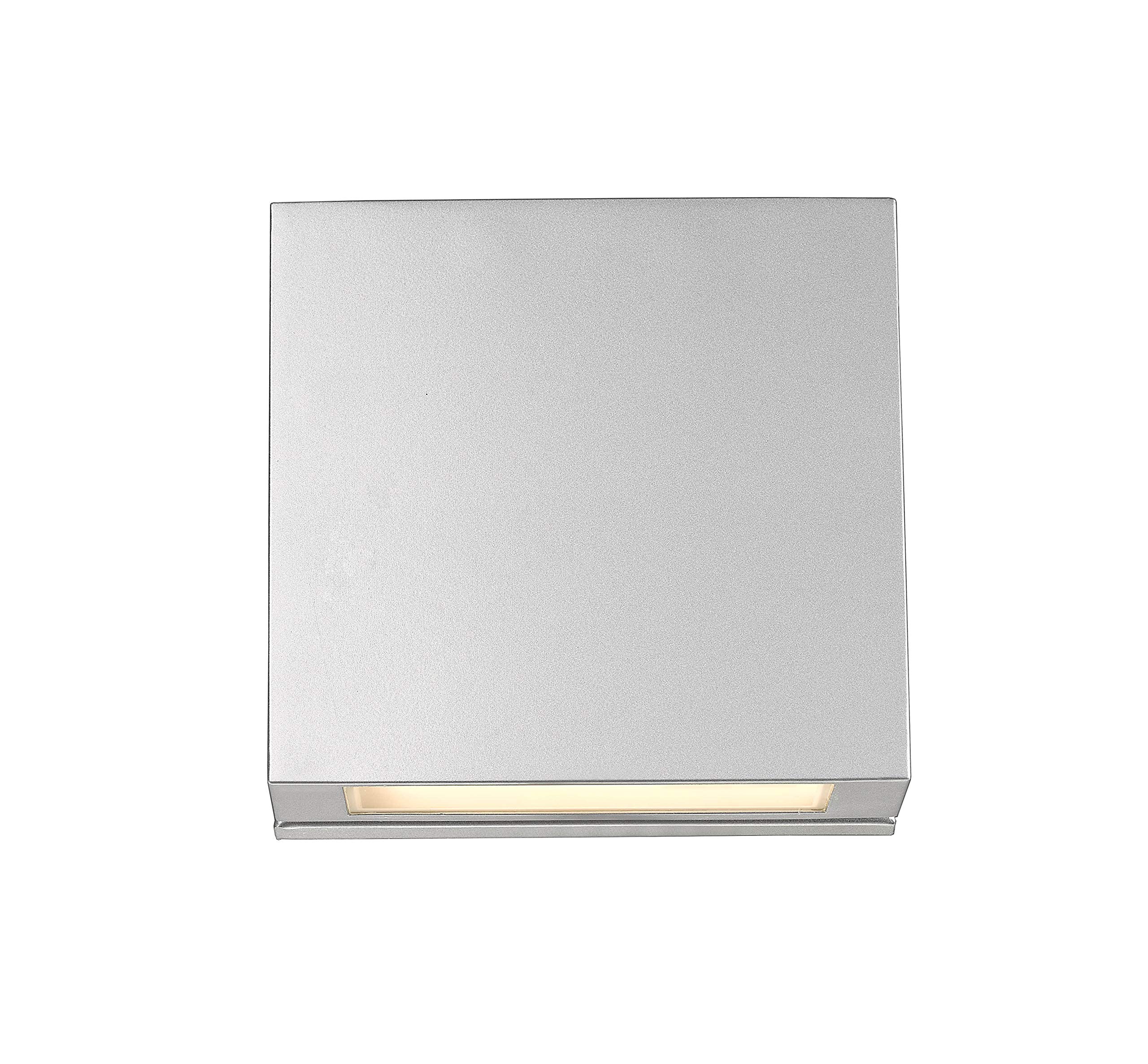 Quadrate 1 Light Outdoor Wall Sconce - Silver Finish - Weatherproof Exterior Lighting for Porch, Patio, and Garden