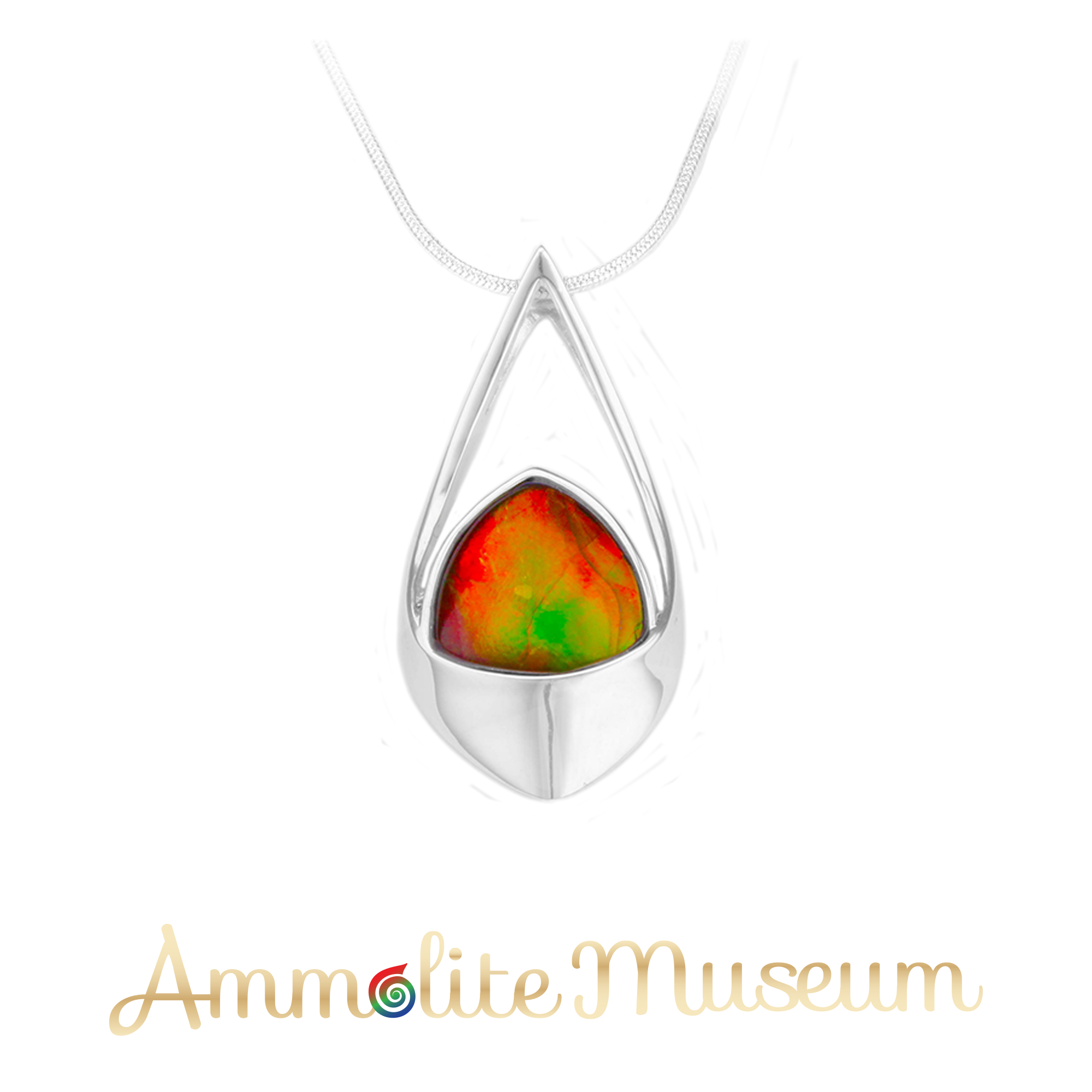 925 Sterling Silver Teardrop Ammolite Pendant Necklace | Natural Gemstone Jewelry for Women | Perfect Gift for Birthday, Anniversary & Special Occasions