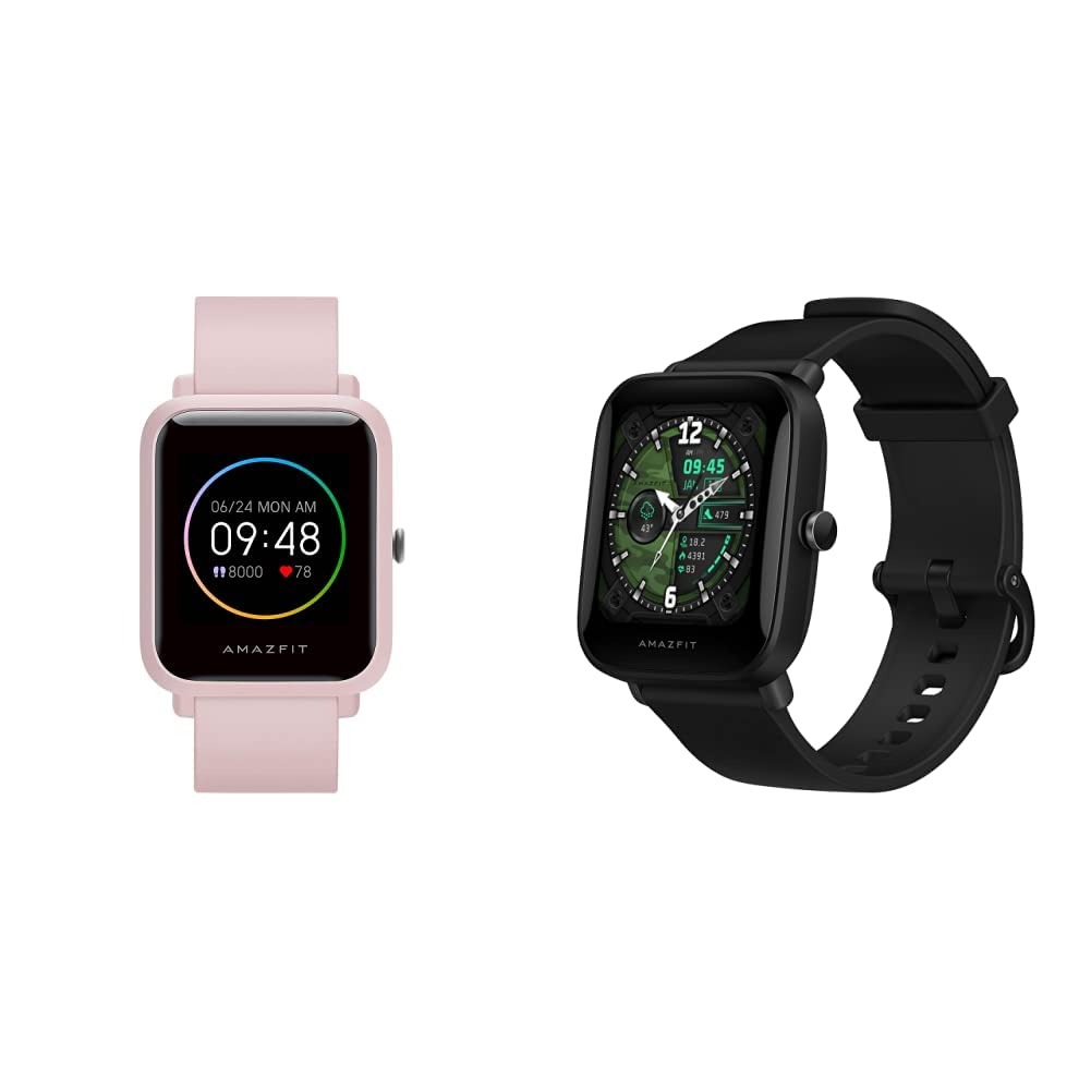 Amazfit Bip S Lite Smart Watch for Women - Pink Fitness Tracker with Heart Rate Monitor & Bip U Pro Smartwatch with Alexa Built-in - GPS Activity Tracker for Men & Women, 60+ Sport Modes, Black | Perfect for Running, Swimming & Daily Health Tracking
