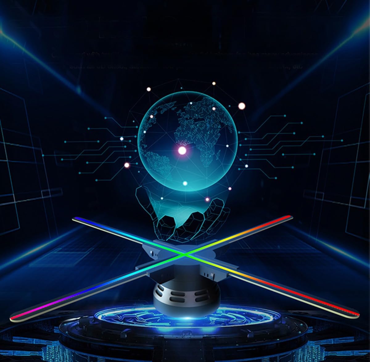 GIWOX 29.5 Inch 3D Hologram Fan - Ultra HD LED Holographic Display with 1184 Lamp Beads, Naked Eye 3D Video Projector for Advertising, Trade Shows & Retail Displays | Perfect for Storefronts, Exhibitions & Event Marketing