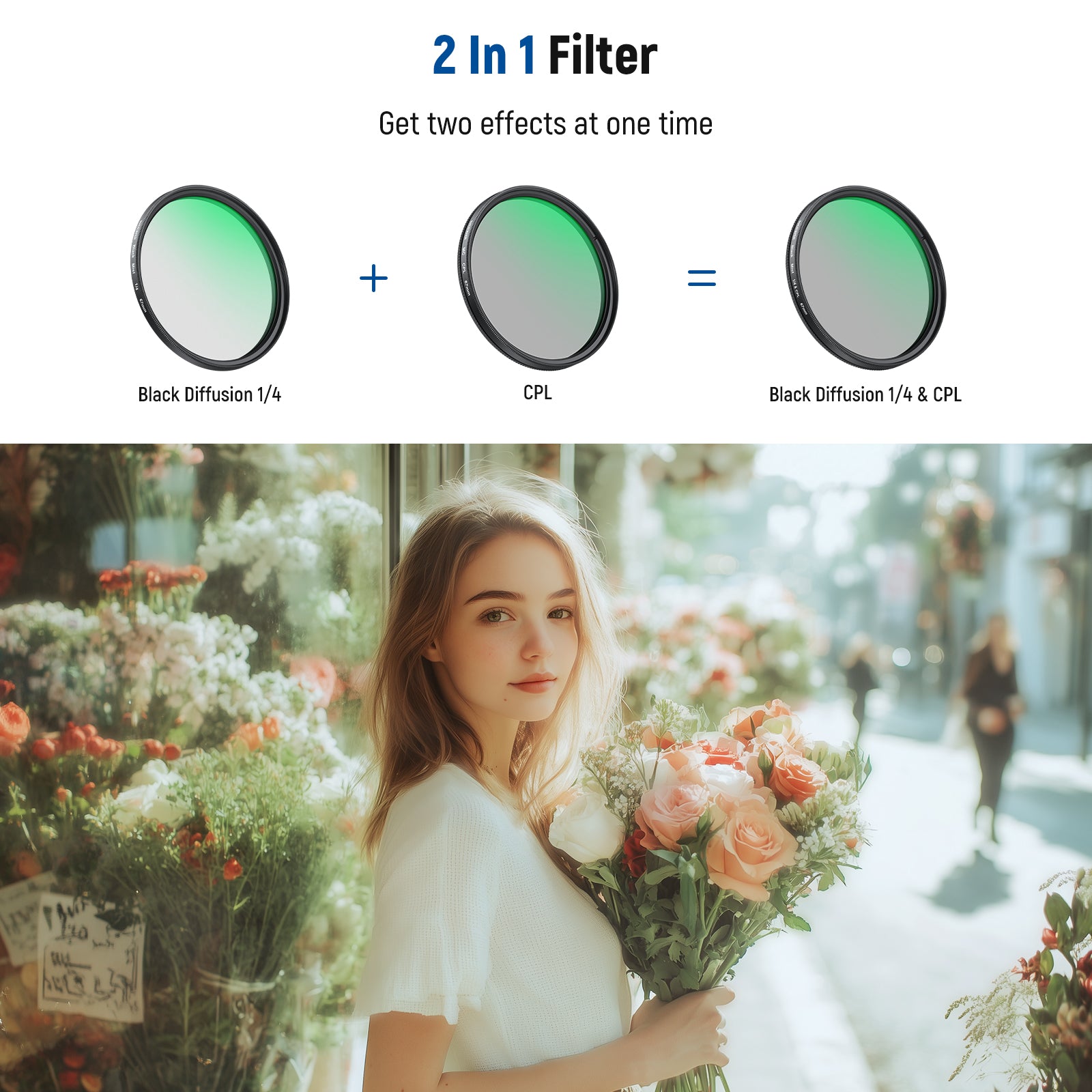 NEEWER 2-in-1 67mm Clip-On CPL & Black Mist Diffusion 1/4 Filter for Smartphone Camera - Enhance Photos & Videos for Social Media, Vlogging, and Professional Photography