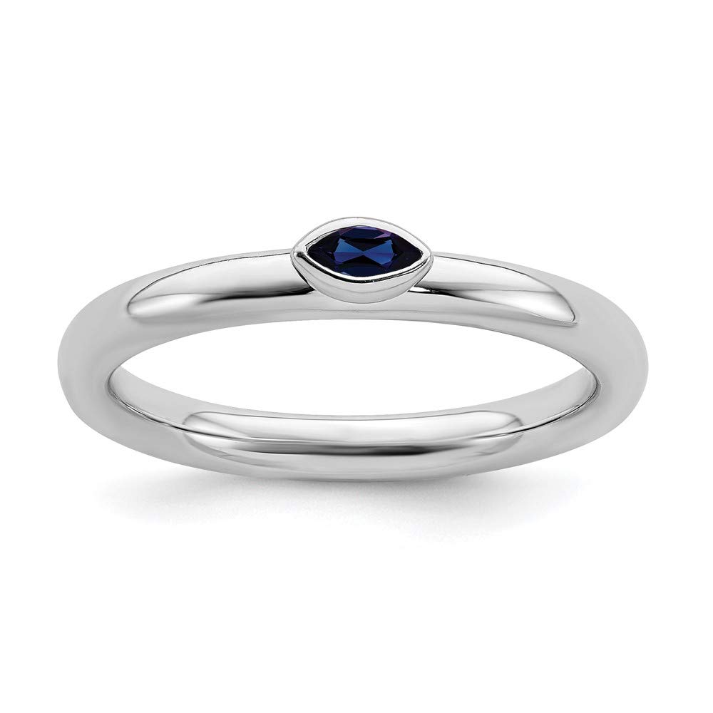 Black Marquise Lab Sapphire Sterling Silver Ring for Stacking & Gifting