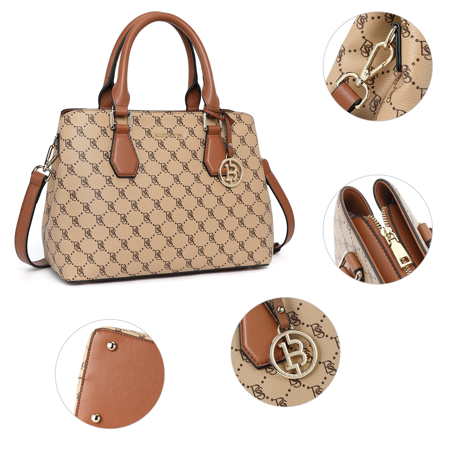 BOSTANTEN Genuine Leather Women's Handbag Top Handle Satchel Purse Medium Size - Perfect for Work, Travel, and Everyday Use
