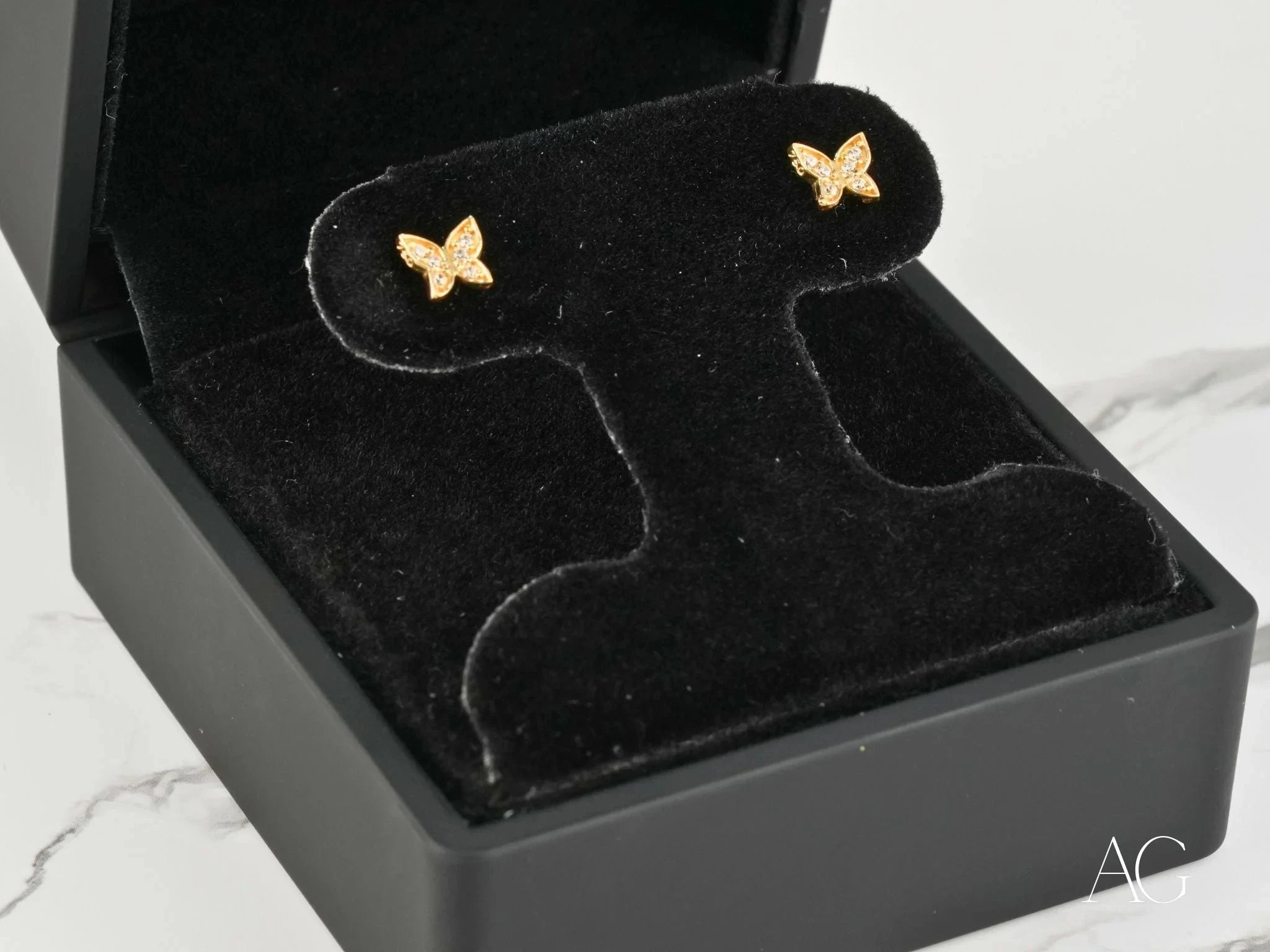 18K Gold CZ Butterfly Earrings for Women - Elegant Cubic Zirconia Stud Earrings - Perfect for Weddings, Parties & Special Occasions
