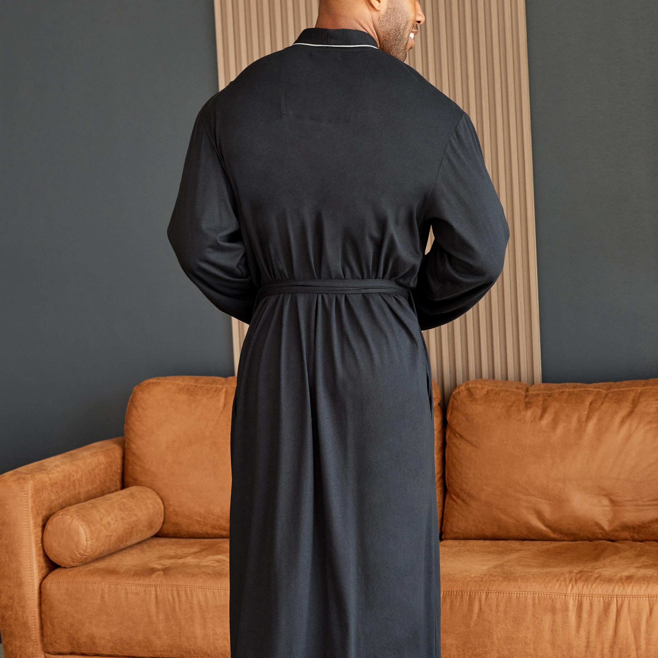 Alexander Del Rossa Men's Cotton Robe with Pockets - Soft Lightweight Bathrobe for Men | Spa, Lounge & Home Relaxation Wear