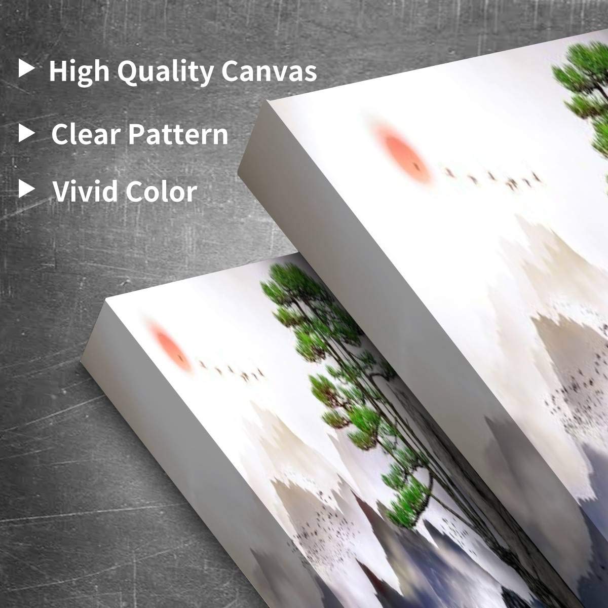 Pine Trees Distant Mountains Clouds Sunrise Landscape Canvas Wall Art - Modern 3 Panel Painting for Office Living Room Bedroom Decor - Perfect for Home & Workspace Interior Design