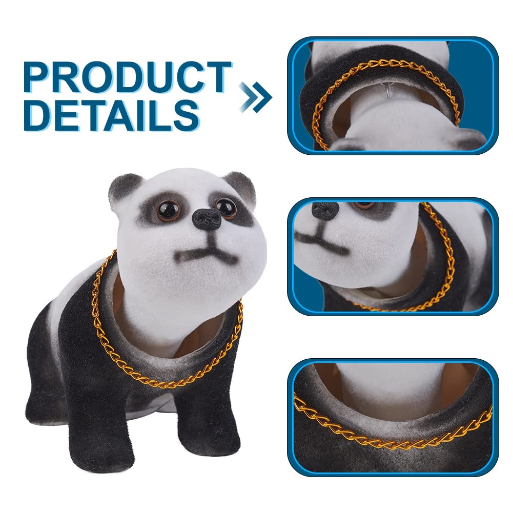 Lucky Panda Bobble Head Figurine - Cute Nodding Panda Car Dashboard Ornament for Vehicle Decoration | Perfect for Car, Office Desk, and Home Decor Gifts