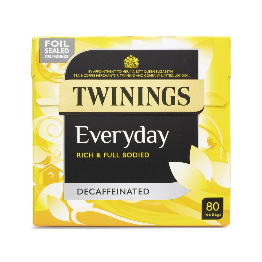 Twinings Everyday Decaffeinated Tea Bags - 80 Count | Premium Black Tea | Caffeine-Free | Perfect for Relaxation & Evening Enjoyment