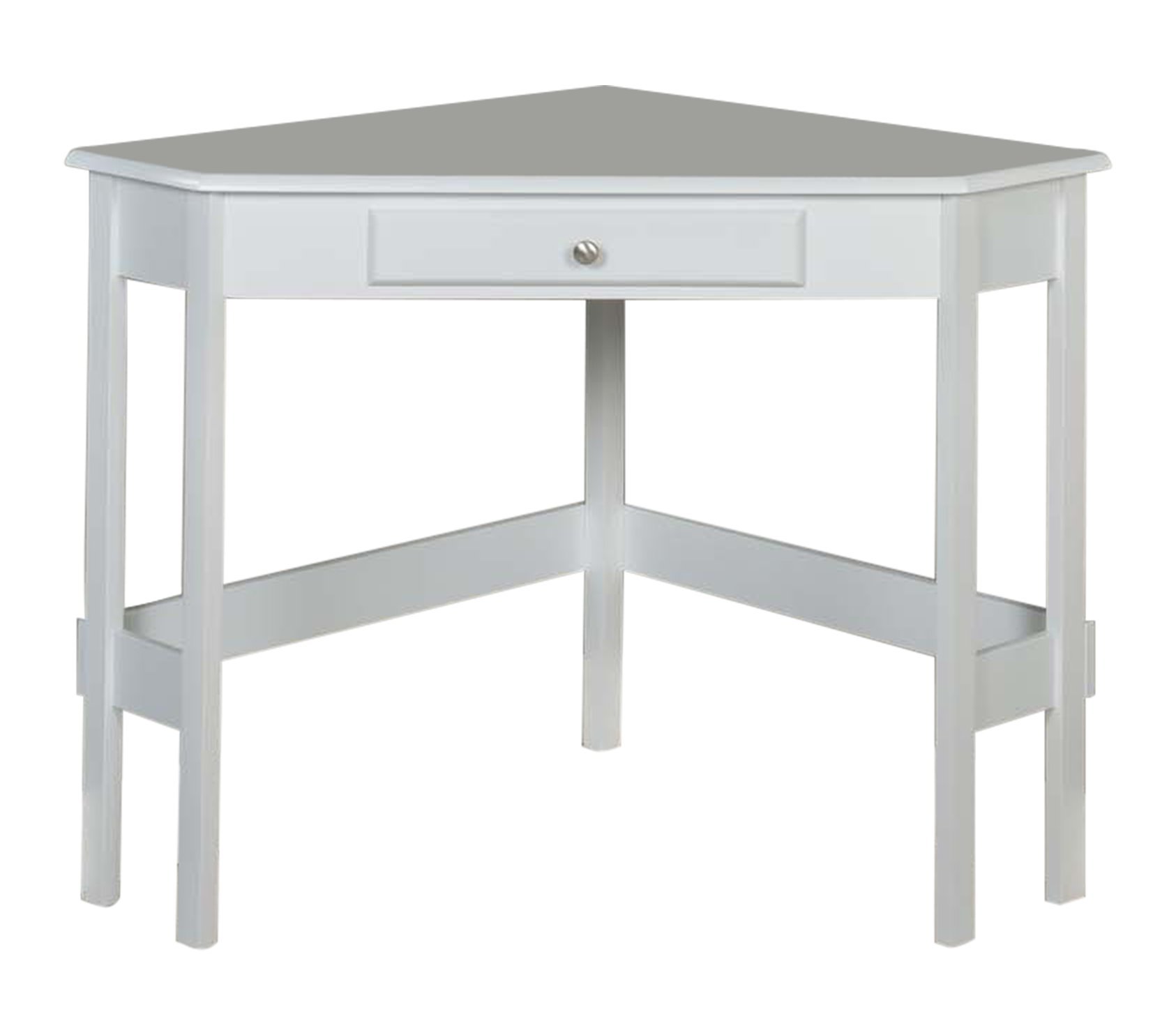 Kings Brand Furniture - Hastings White Wood Corner Desk with Drawer for Home & Office - Perfect for Small Spaces, Study Rooms & Workstations