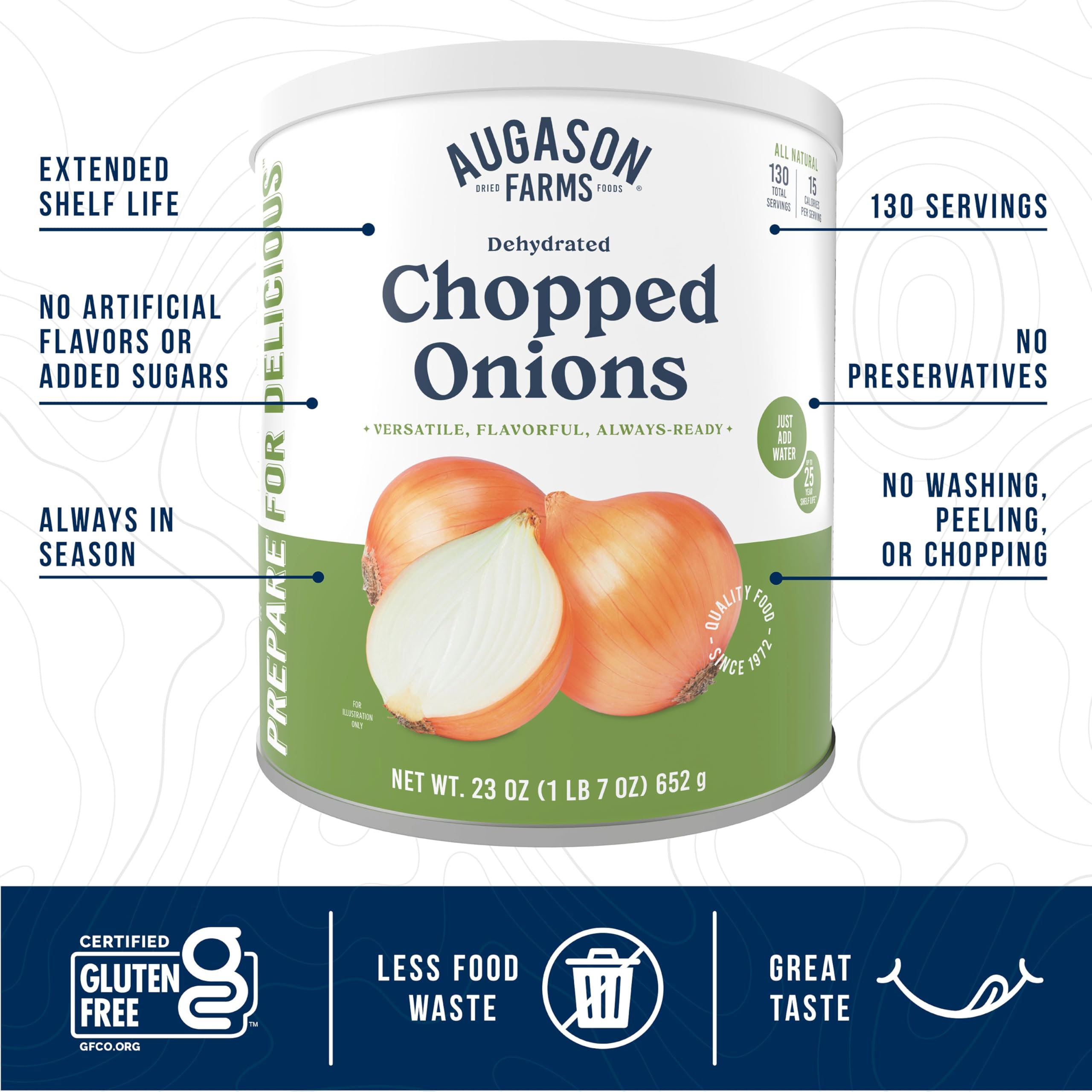 Augason Farms Dehydrated Chopped Onions Can - 130 Servings | Emergency Food Storage & Survival Supplies | Perfect for Camping, Cooking & Everyday Meals