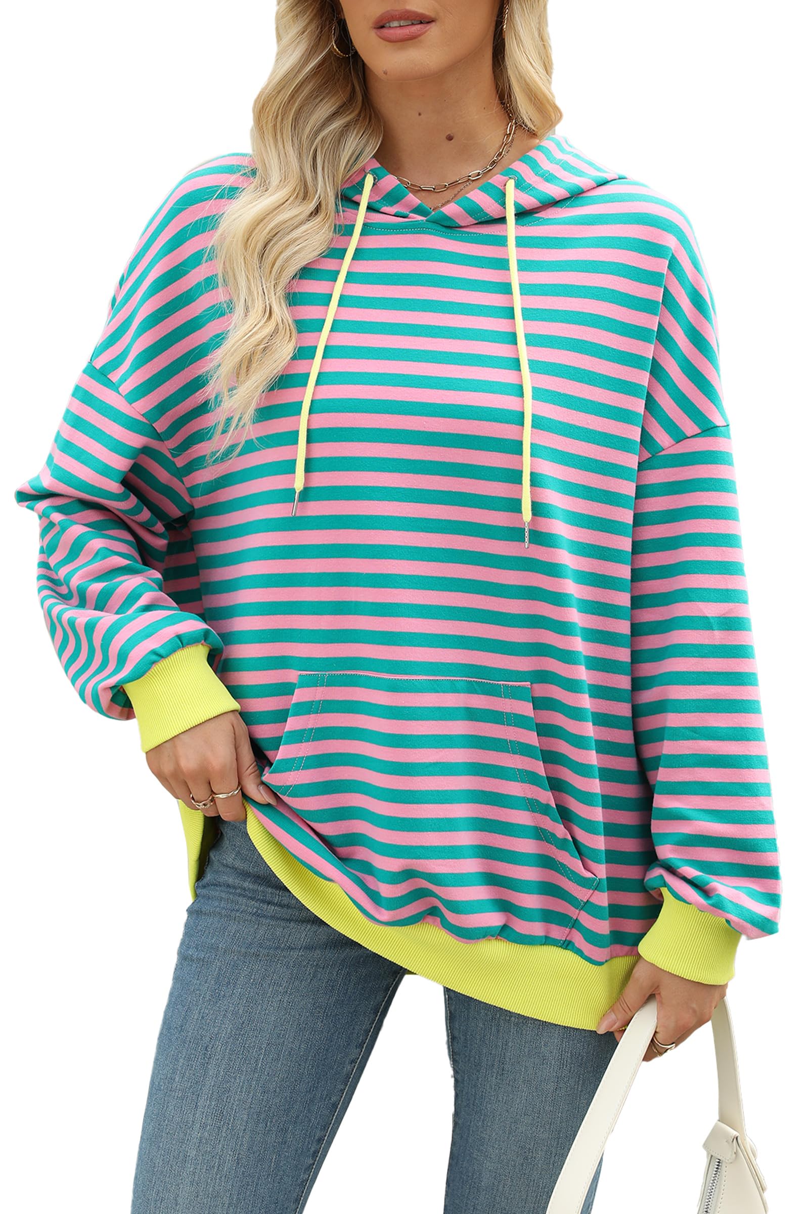 BLANCHES Women's Striped Knit Sweater - Lightweight Long Sleeve Crewneck Pullover with Color Block Design | Casual Fall & Winter Fashion for Office, Dating & Travel