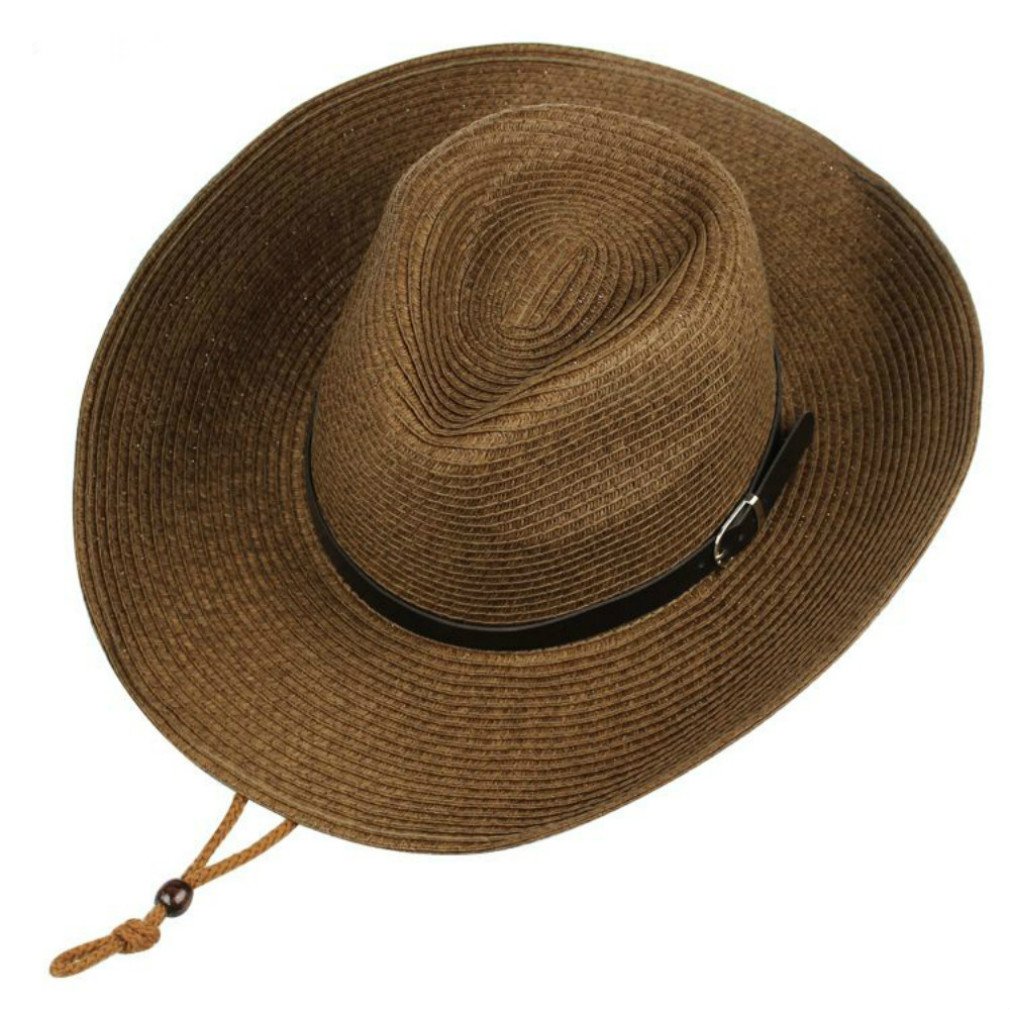 iHomey Packable Cowboy Sun Hat for Men & Women - Breathable Straw Summer Hat with Wide Brim, UV Protection & Chin Strap - Perfect for Beach, Outdoor, Travel & Gardening