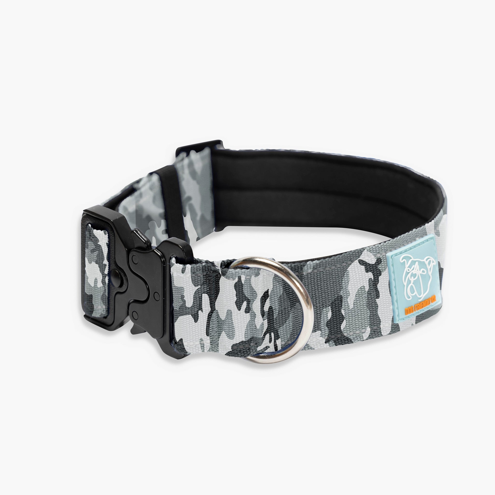 Tactical Dog Collar - Heavy Duty Nylon Military Style with Grey Camouflage - Perfect for Outdoor Adventures, Hiking & Training - Adjustable & Durable Pet Collar for Medium & Large Dogs