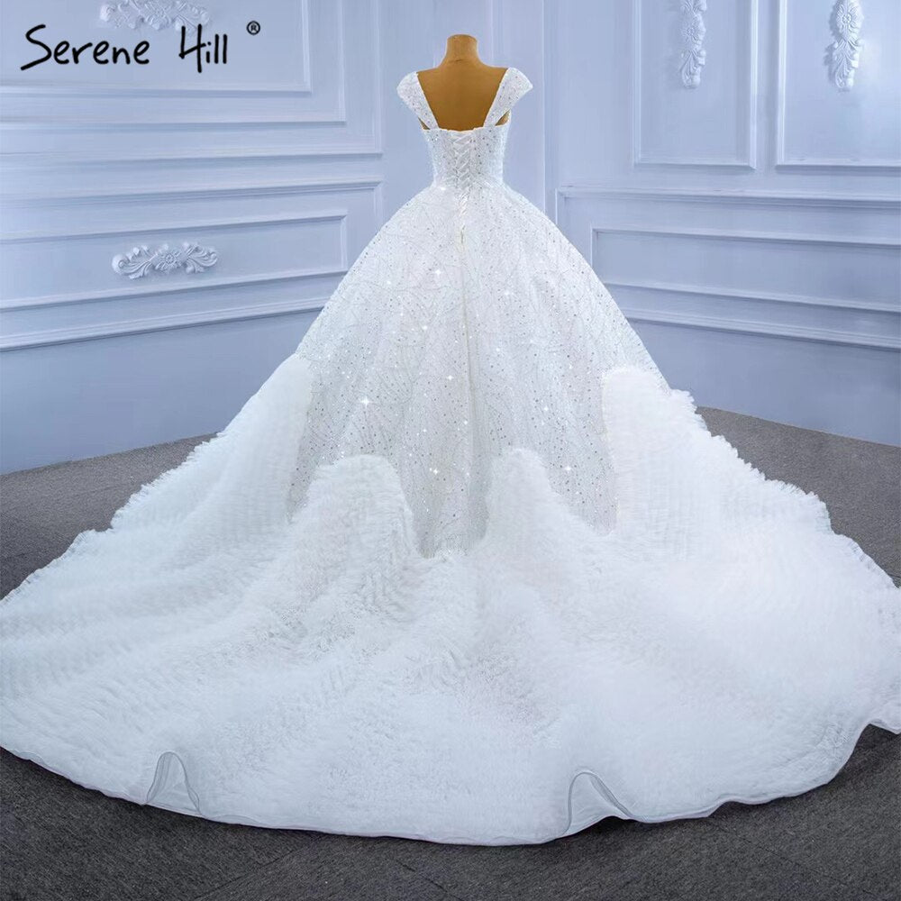 Serene Hill White Luxury Sexy Wedding Dress 2025 - Ruffles & Beaded High-End Bridal Gown HM67321 | Custom Made for Elegant Weddings, Red Carpet Events & Formal Occasions