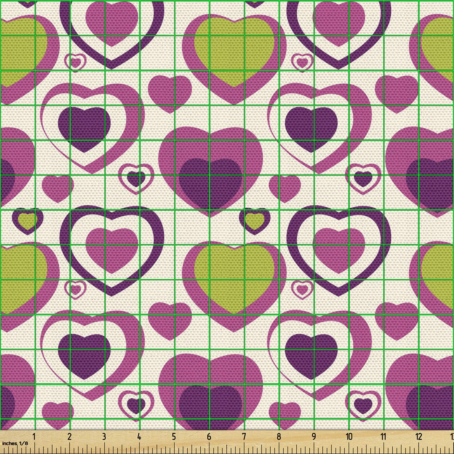 Ambesonne Hearts Fabric by The Yard - Pastel Tone Love Theme Decorative Fabric for Upholstery, Home Decor & DIY Crafts (10 Yards, Dark Magenta Purple) | Perfect for Romantic Bedroom Curtains, Throw Pillows & Wedding Decorations