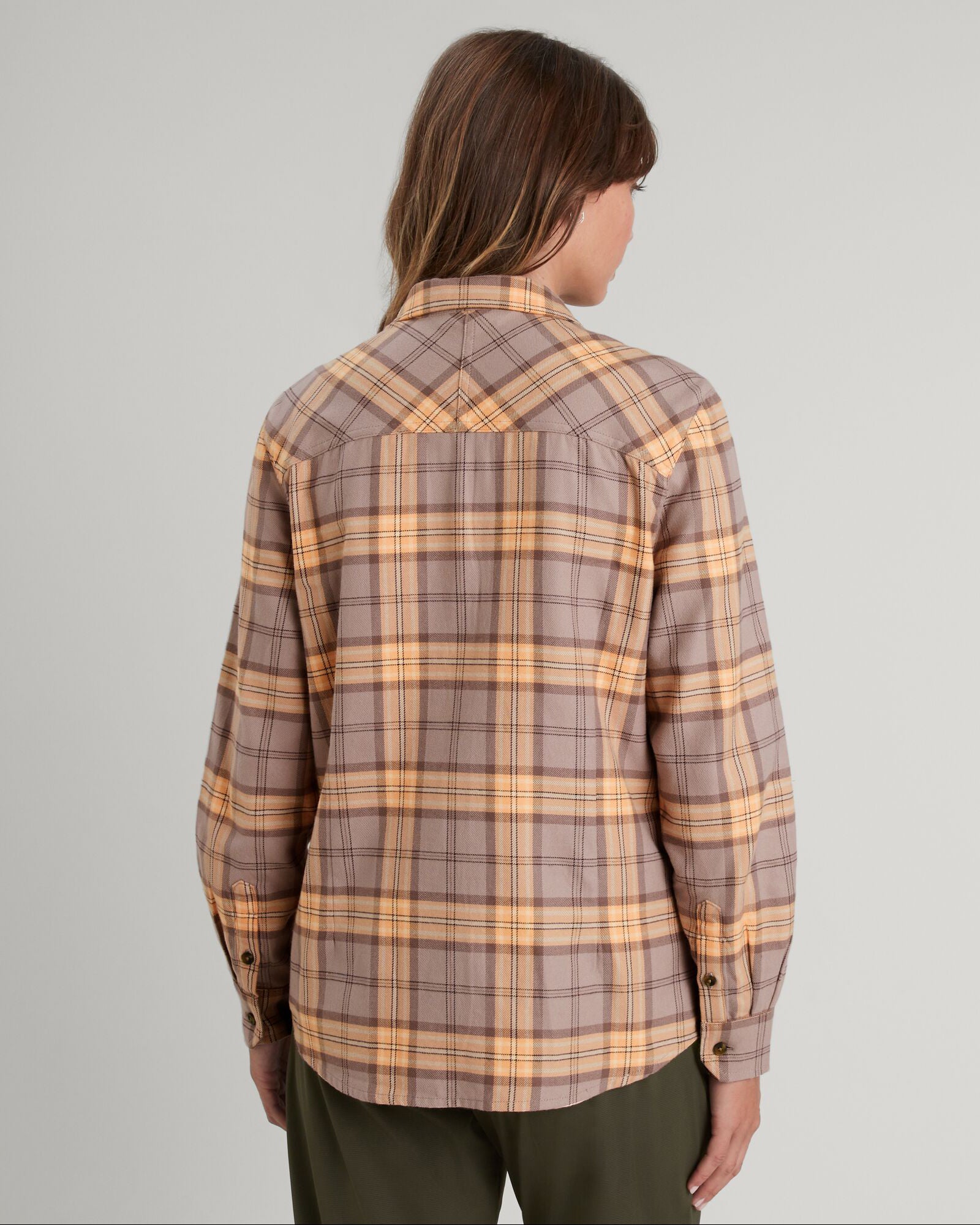 Carrillon Women's HF Long Sleeve Checkered Shirt in Taupe & Lolly - Perfect for Office Wear & Casual Outfits
