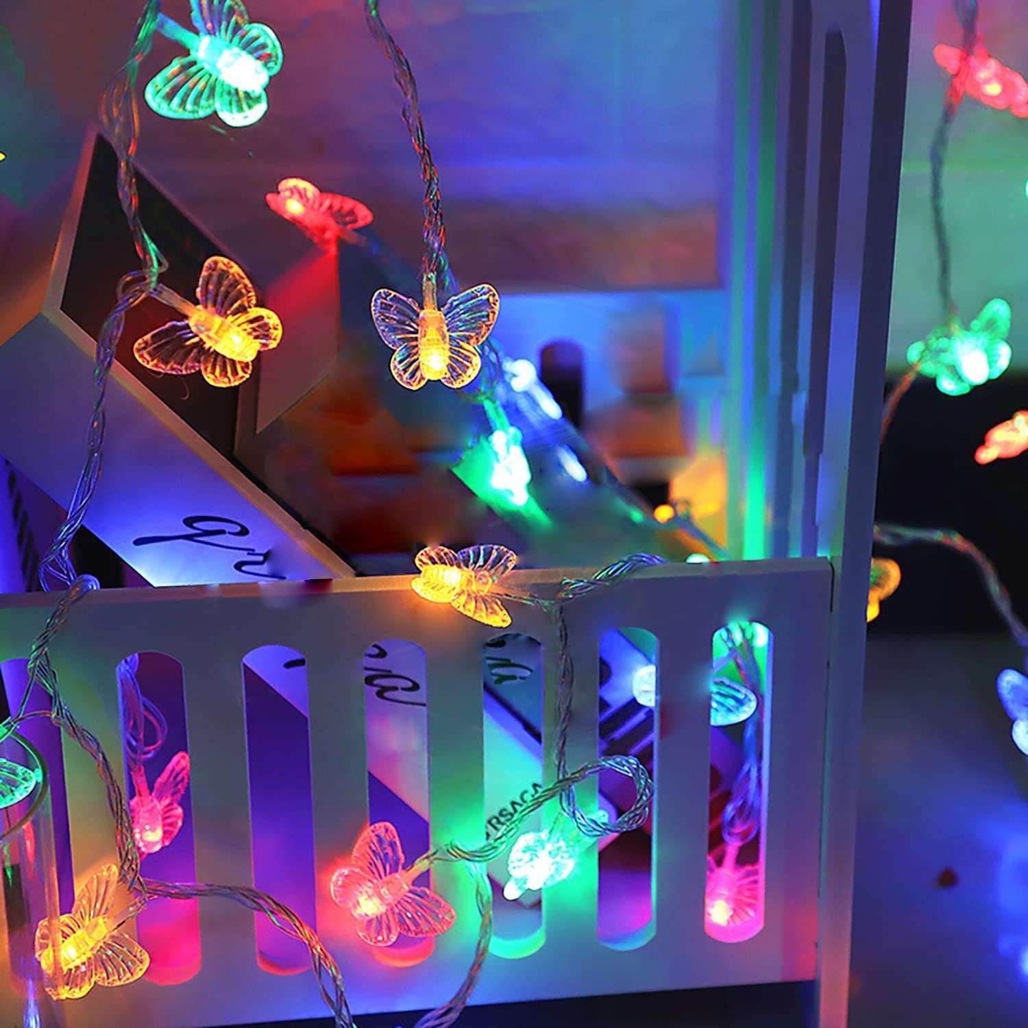 Dragonfly String Lights 10ft 20 LED Battery Powered - Retro Copper Wire Fairy Lights for Christmas Tree, Garden, Wedding, Party & Holiday Decorations - Summer Outdoor Lighting (Butterfly-2) - Perfect for Bedroom, Patio, Backyard and Special Events