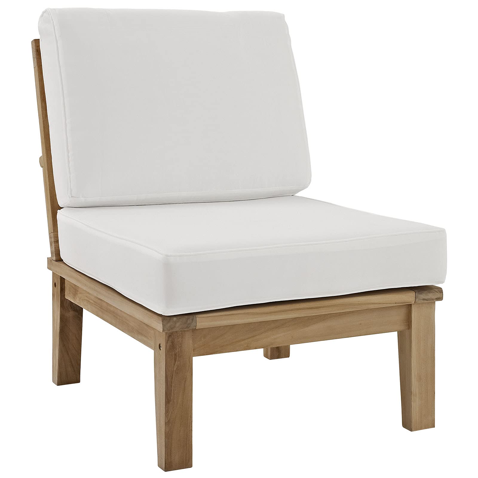 Modway EEI-1817-NAT-WHI-SET Marina Premium Grade A Teak Wood Outdoor Patio Dining Set - 8-Piece Seating for Backyard, Garden, Poolside - Natural White Finish Weather-Resistant Furniture