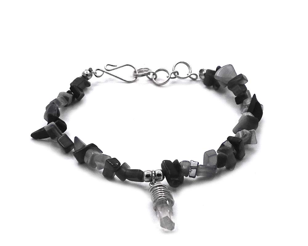 Natural Clear Quartz Healing Crystal Point Dangle Bracelet - Handmade Boho Beaded Chip Stone Bracelet for Women, Spiritual Jewelry for Meditation, Yoga & Positive Energy
