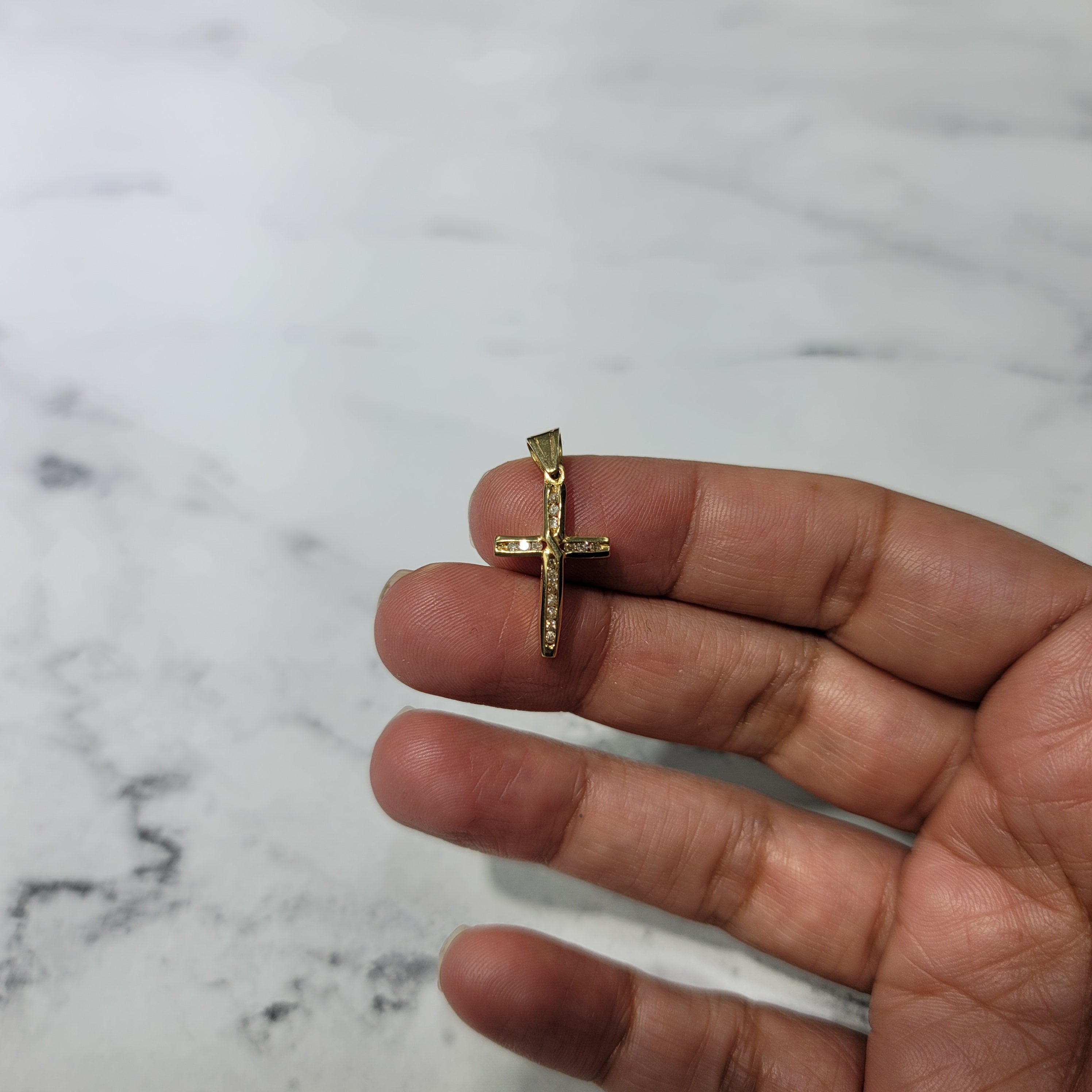 Channel Set Diamond Cross Pendant - 0.18cttw 14K Yellow Gold Necklace for Women - Perfect for Everyday Wear, Gifts & Special Occasions