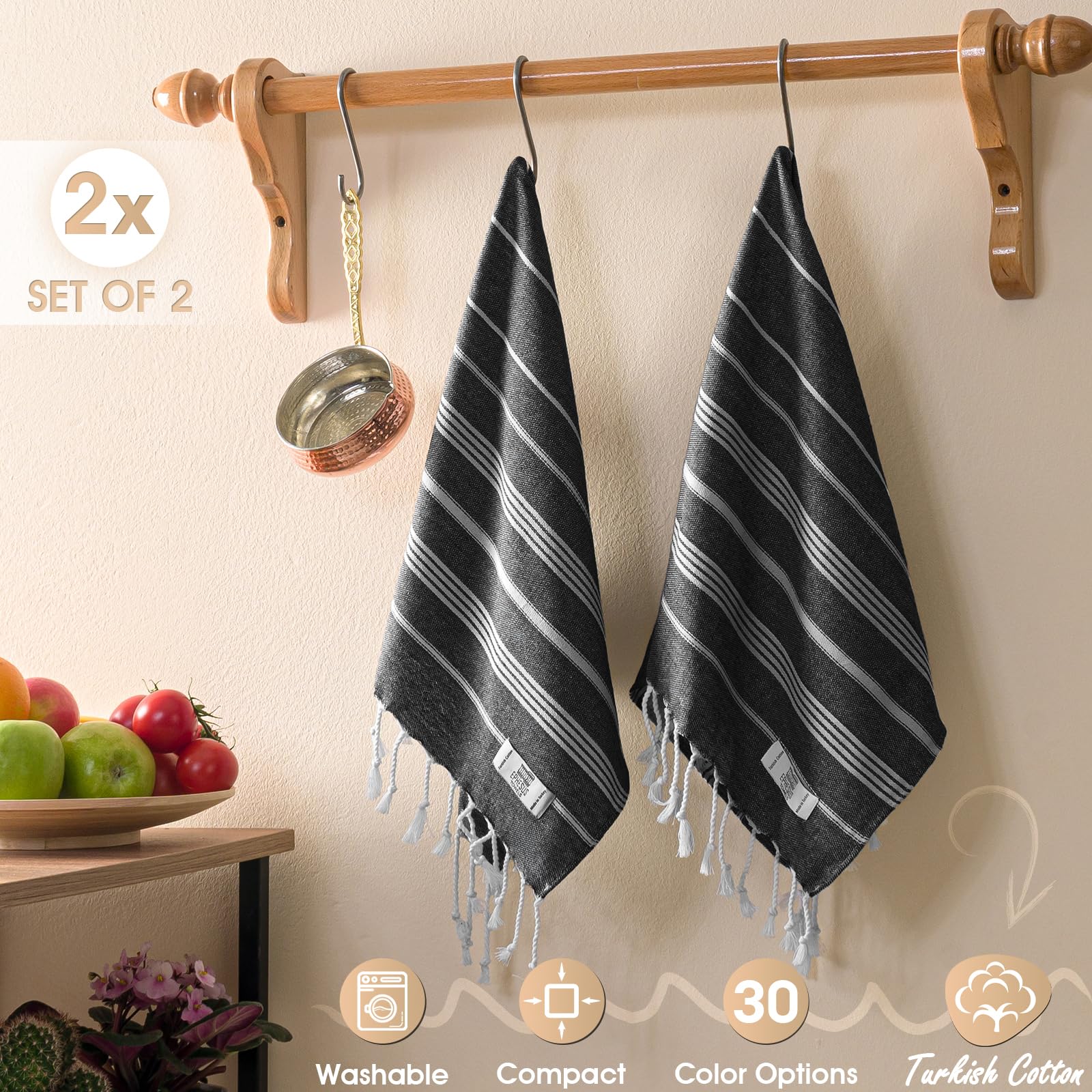 Premium Turkish Hand Towels Set of 6 - 18