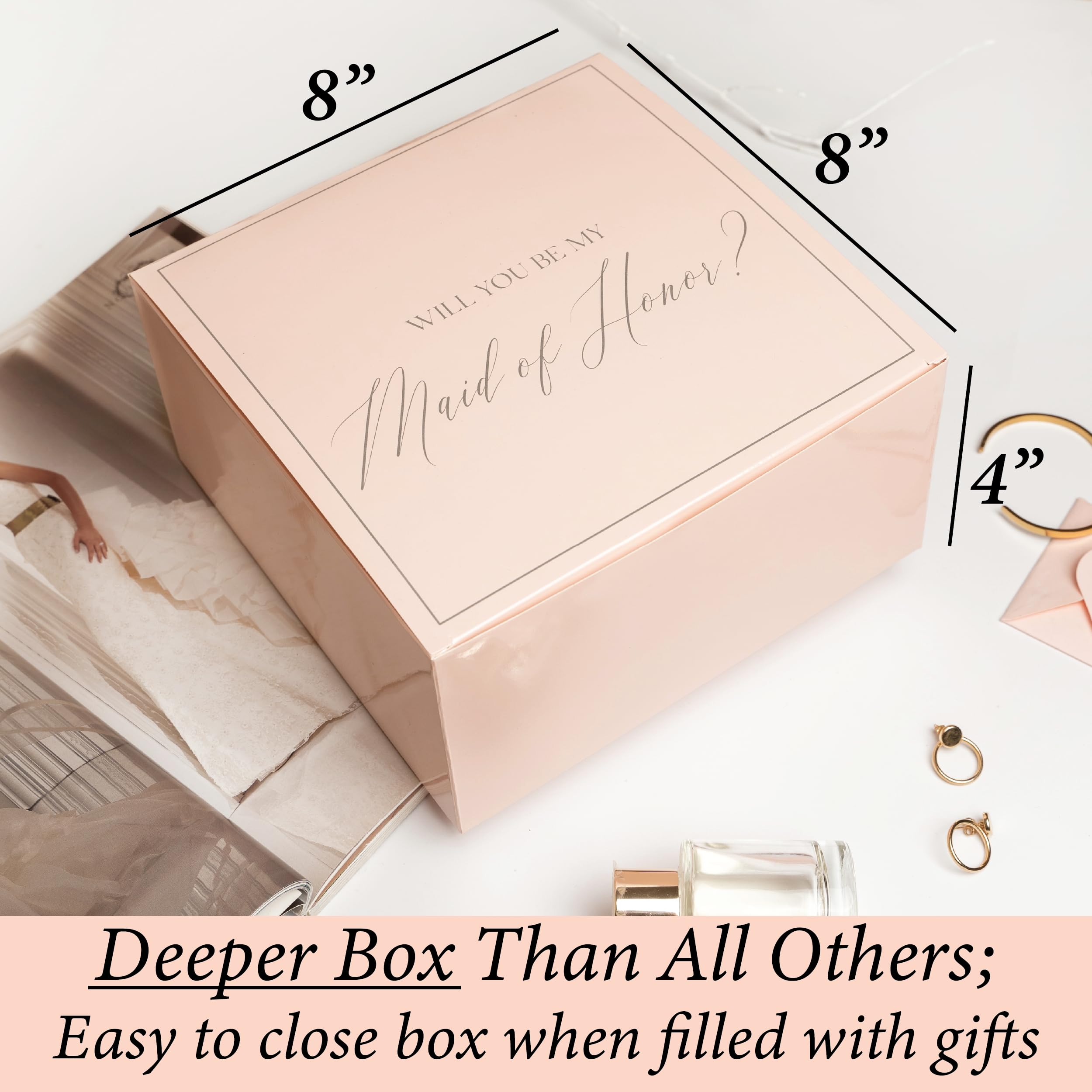Will You Be My Bridesmaid Proposal Gift Box Set - 6 Piece Wedding Party Proposal Kit (5 Pink Bridesmaid Boxes + 1 Maid of Honor Box) - Perfect for Bridal Shower, Bachelorette Party & Wedding Proposal Gifts