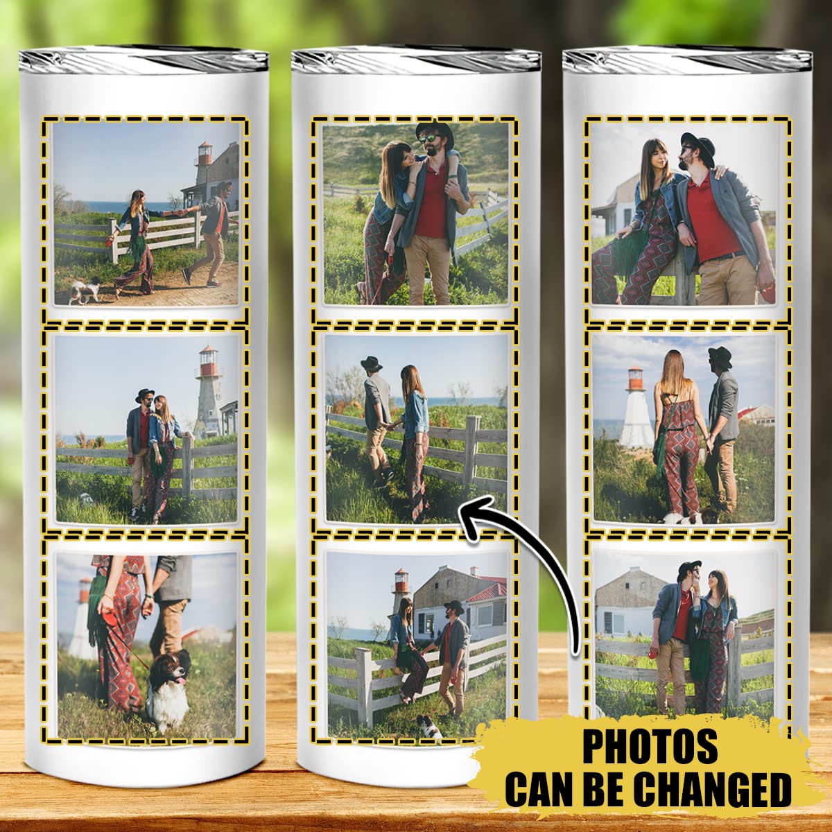 Custom 20oz Stainless Steel Skinny Tumbler with Photo & Text - Personalized Coffee Travel Mug for Birthday, Christmas Gifts | Office, Gym, Outdoor Use
