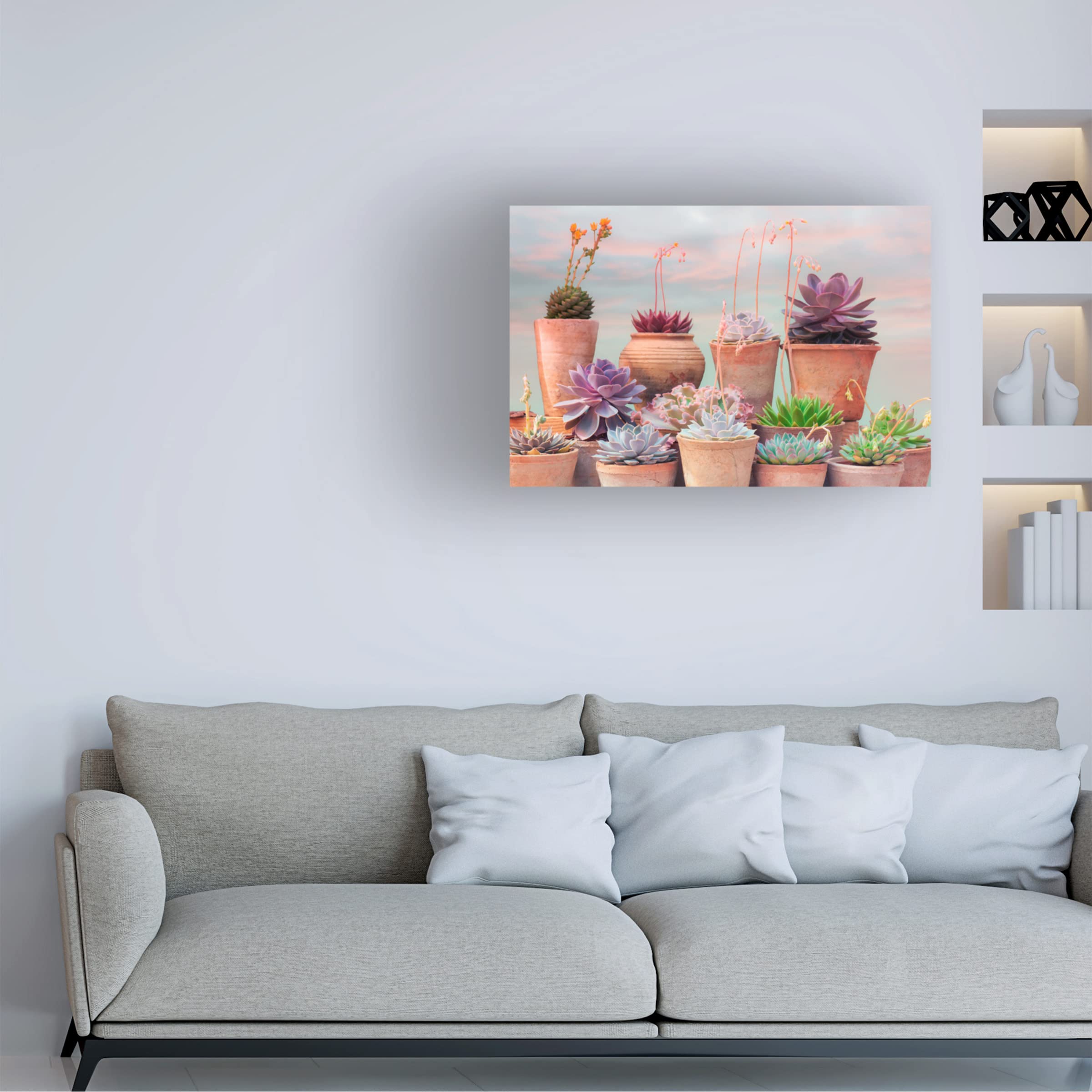 Trademark Fine Art 'Succulent Window III' Canvas Wall Art by Cora Niele - Botanical Home Decor for Living Room, Bedroom & Office