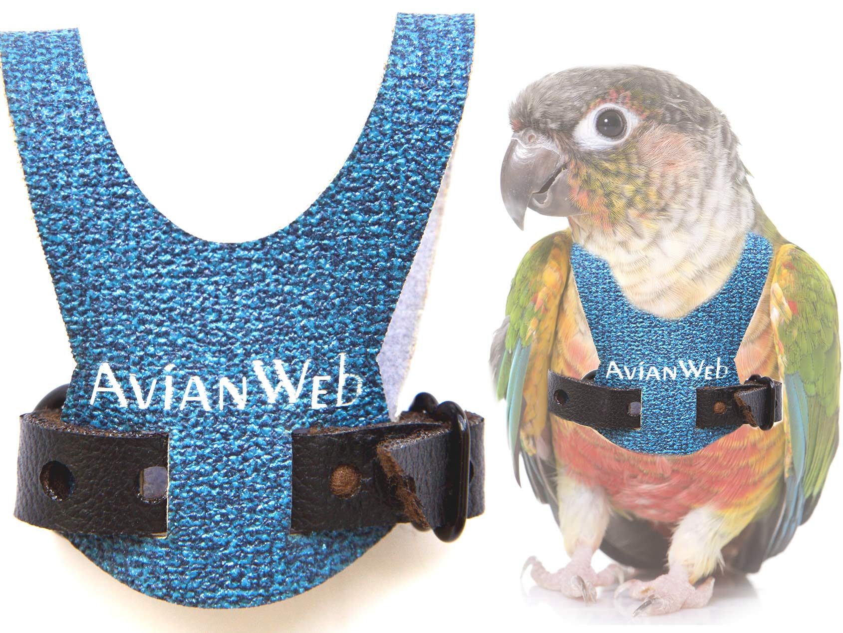 Sparkly Blue Bird Harness Vest for Small Birds - No Leash Included - Perfect for Outdoor Adventures & Safe Flight Training (Size 5)