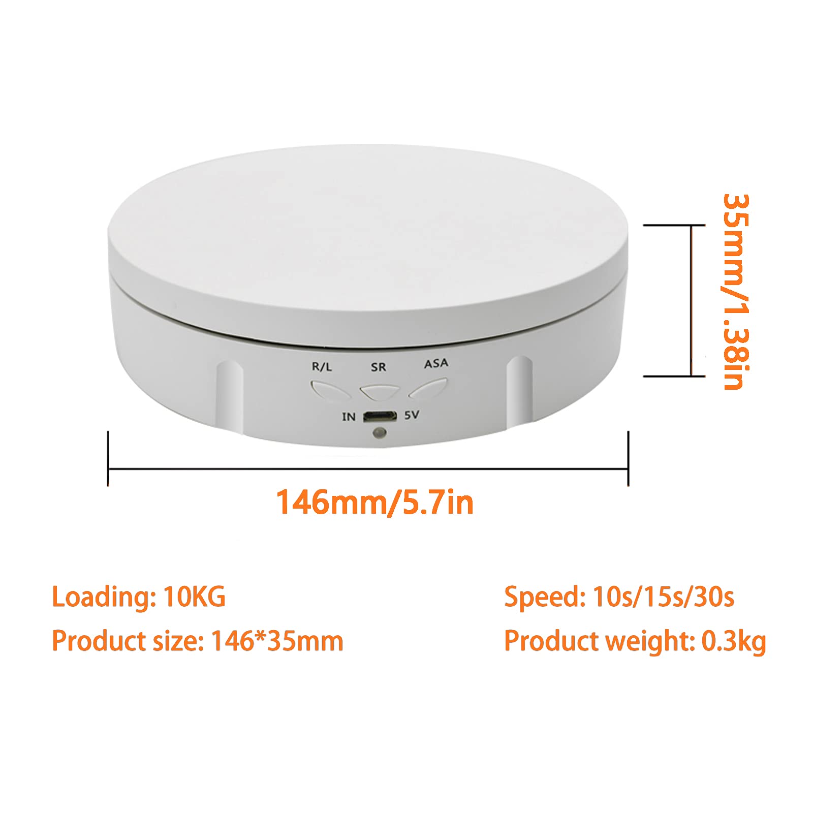 Luolety 360° Motorized Electric Photography Turntable - 10kg Load Capacity Rotating Display Stand with 5 Backgrounds for Jewelry, Watches & Product Photography | Perfect for Live Videos, E-commerce Listings & Social Media Content Creation