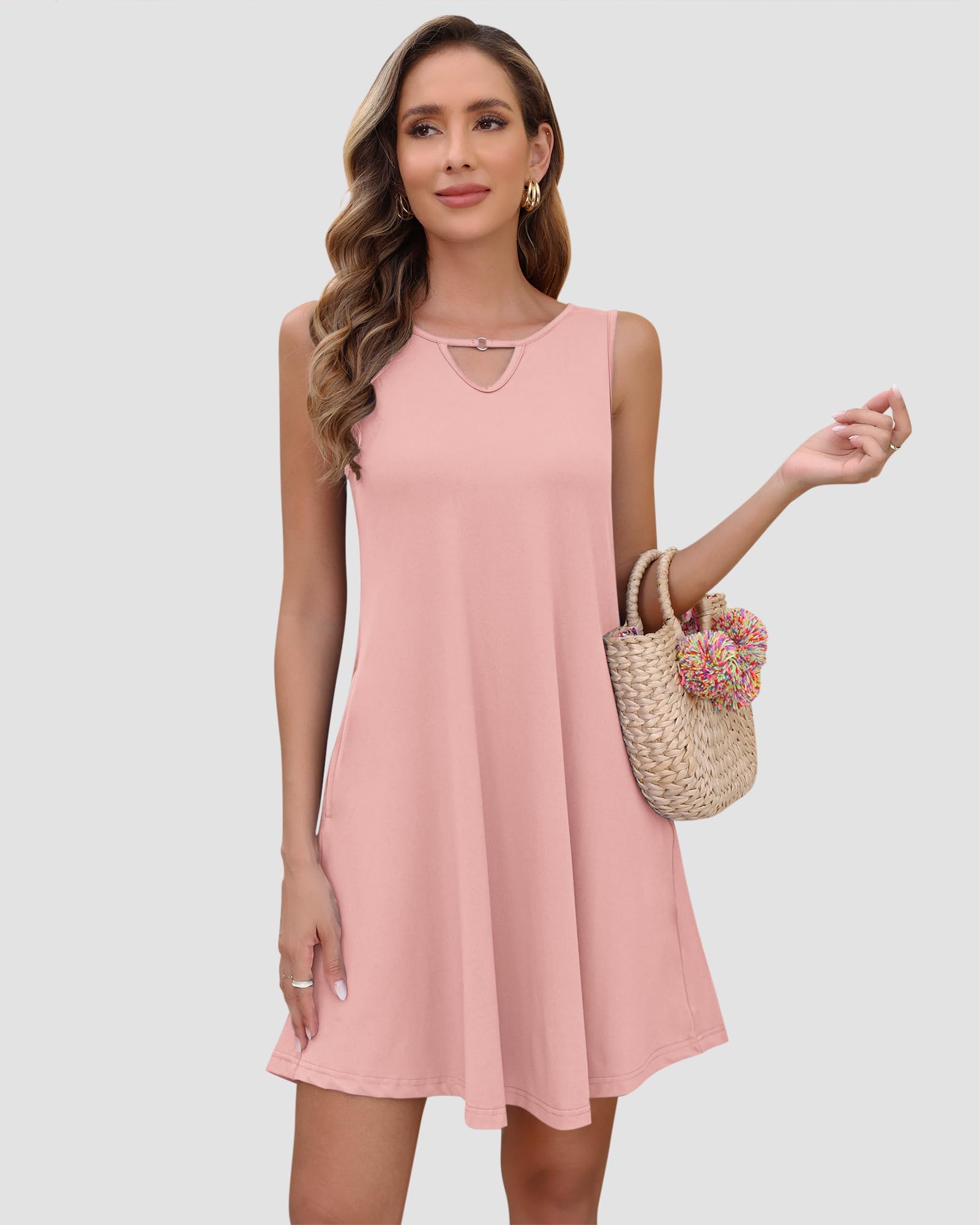 Women's Casual Sleeveless Sundress - Flowy Summer Dress with Pockets, Beach Cover Up, Party & Vacation Outfit