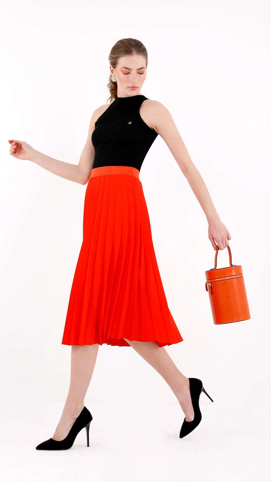 G-Line Midi Skirts for Women - High Waisted Pleated Knee Length Skirt | Perfect for Office, Casual Wear & Special Occasions