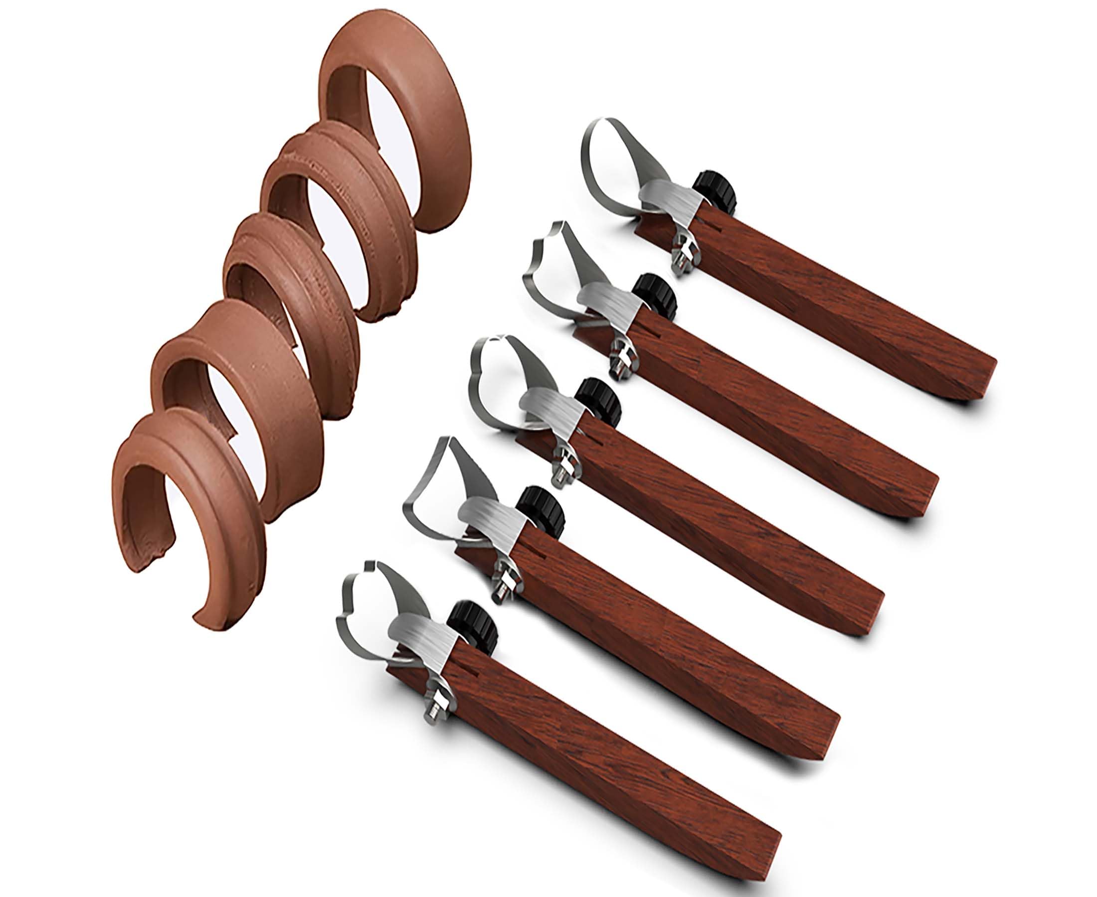 GEOCCI 5-Piece Pottery Handle Making Tool Set - Sculpture Scraper, Carving Tool & Cup Handle Shaper for Tea Mugs, Utensils & Vase Handles - Professional Clay Cutters for Ceramic Artists & DIY Crafters - Perfect for Pottery Studios, Home Projects & Art Classes