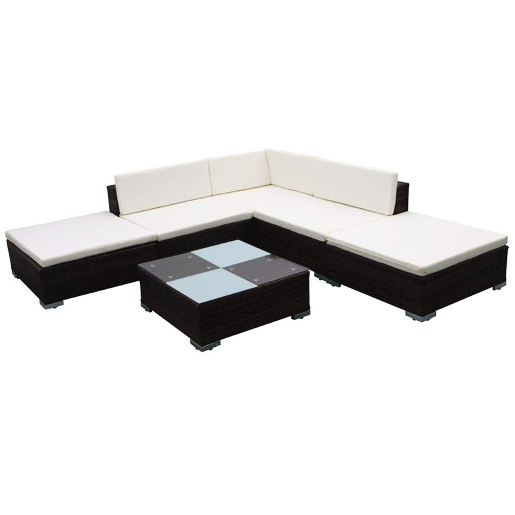 Premium Brown Poly Rattan Outdoor Patio Furniture Set - 15-Piece Luxury Garden Lounge Set for Backyard, Poolside & Terrace Relaxation