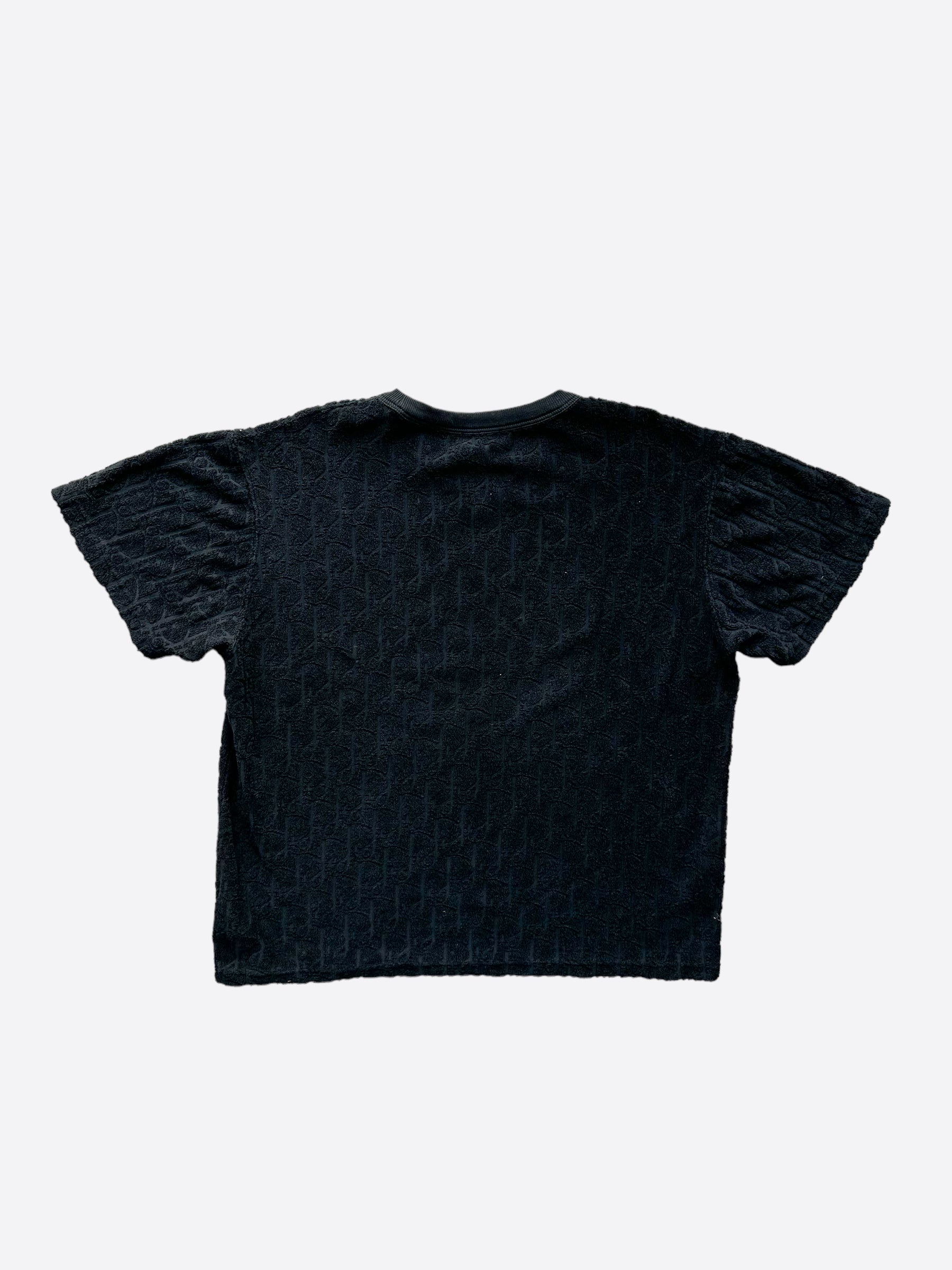 Dior Black Oblique Towel T-Shirt for Men - Luxury Cotton Short Sleeve Tee - Perfect for Casual Wear, Street Style & Summer Outfits