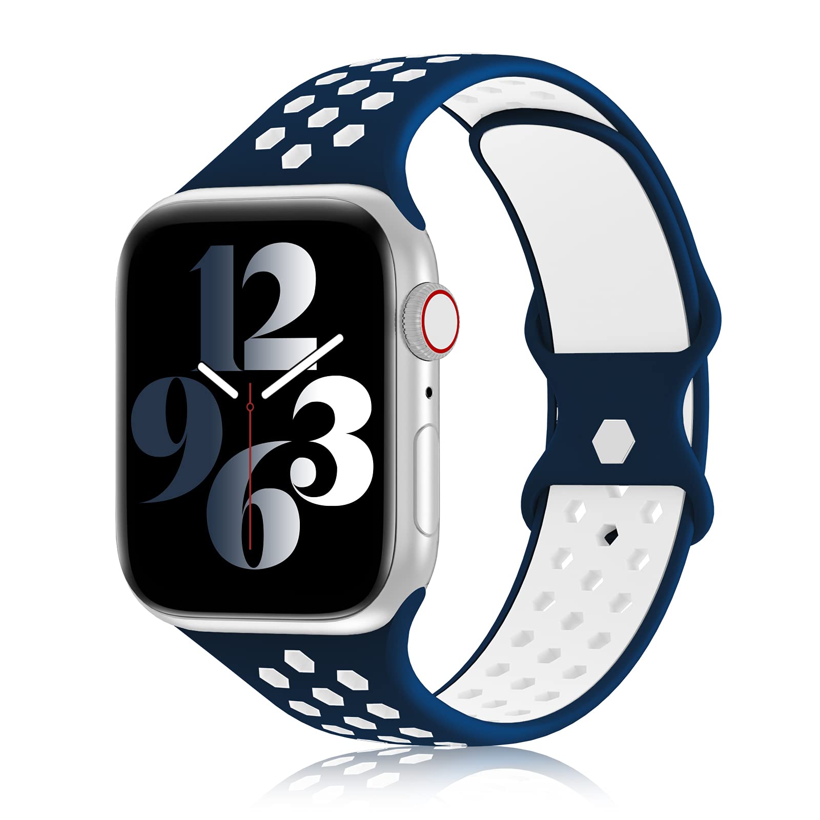 YAXIN Sports Band for Apple Watch 38MM 40MM 41MM 42MM 44MM 45MM - Breathable Soft Silicone Replacement Strap with Double-Color Air Holes - Compatible with iWatch Series 7/6/5/4/3/2/1/SE - Perfect for Running, Gym Workouts & Outdoor Activities