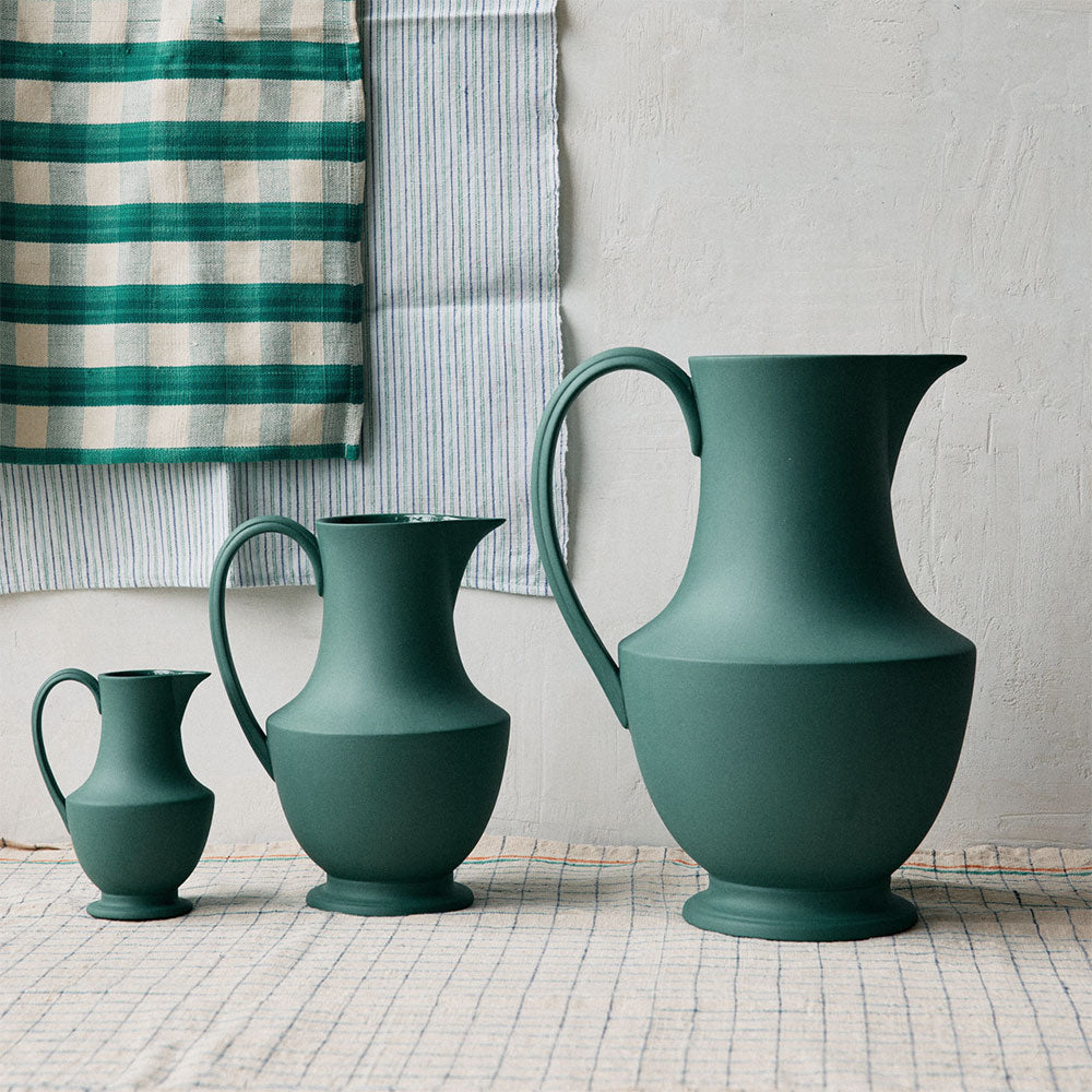 Handcrafted Artisan Stoneware Pitcher - Elegant Teal Blue Ceramic Water Jug for Kitchen, Dining Table & Home Decor | Perfect for Serving Beverages, Displaying Flowers, or as a Rustic Centerpiece