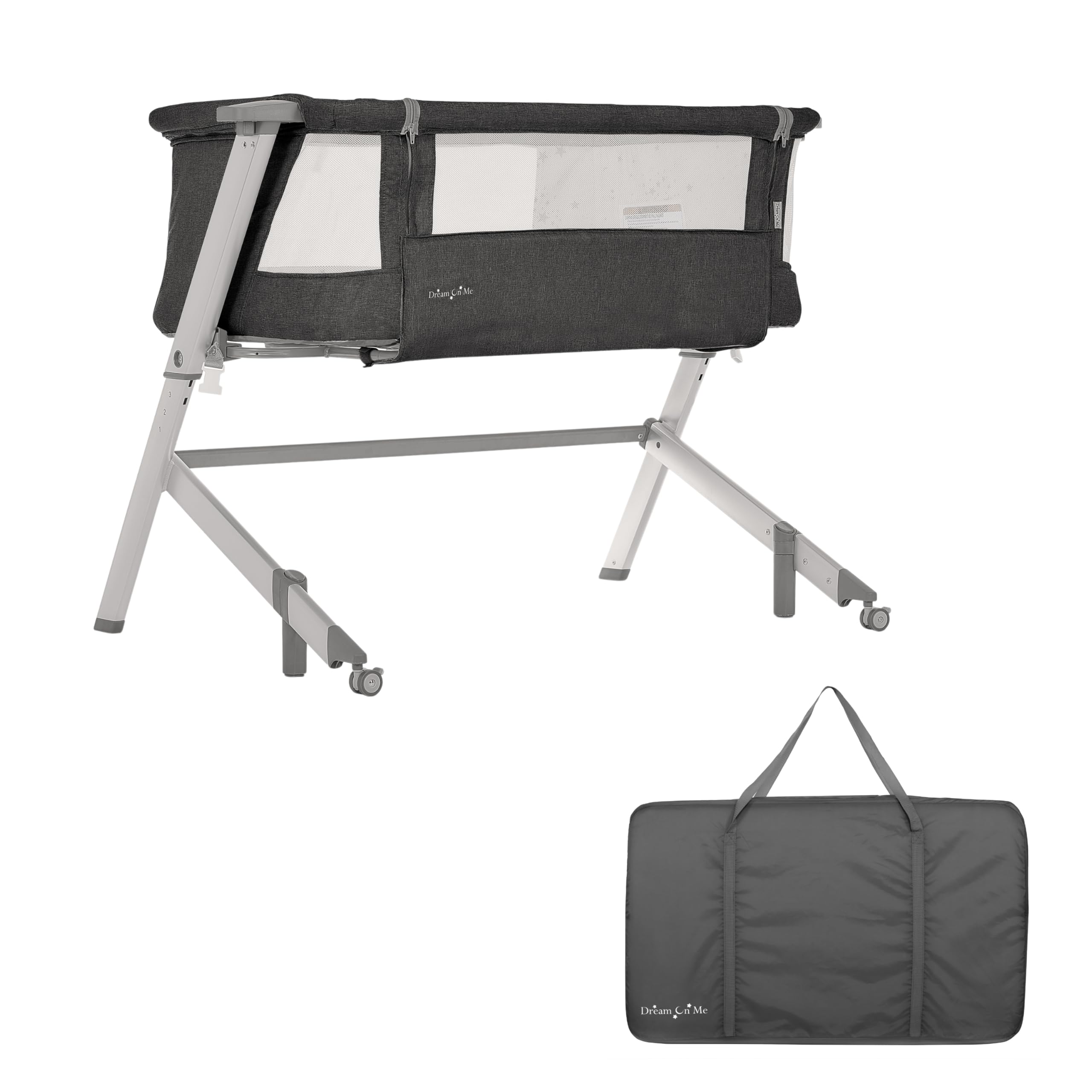 Dream On Me Skylar Portable Baby Bassinet - Adjustable Height, Lightweight & Foldable for Travel - JPMA Certified | Perfect for Nursery, Bedside Sleeping & On-the-Go Parents