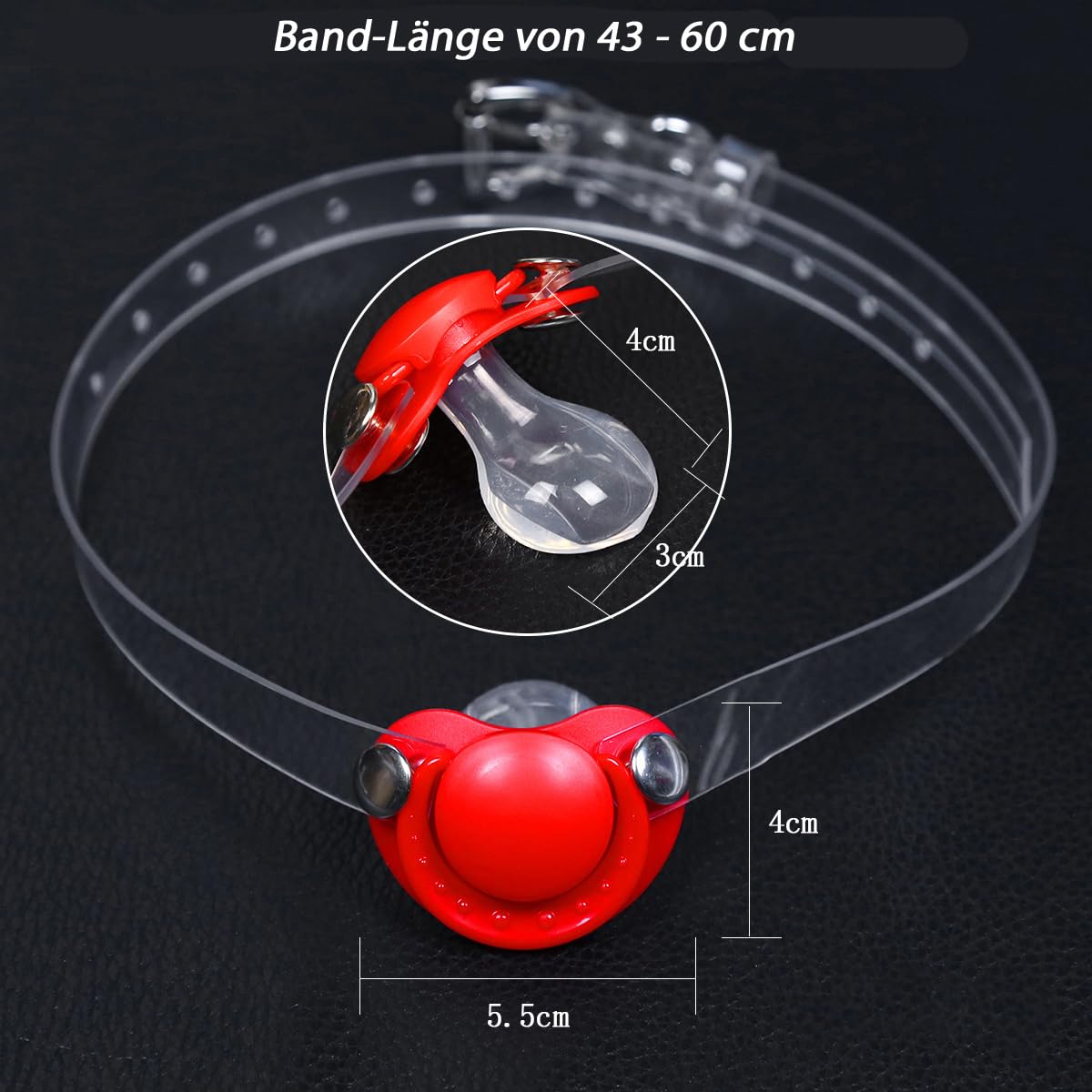 Honeylust - Silicone BDSM Pacifier Gag - Bondage Nipple Mouth Gag - Adult Fetish Sex Toy with Transparent Strap - Ball Gag Mouth Spreader for BDSM Play, Roleplay & Sensory Exploration