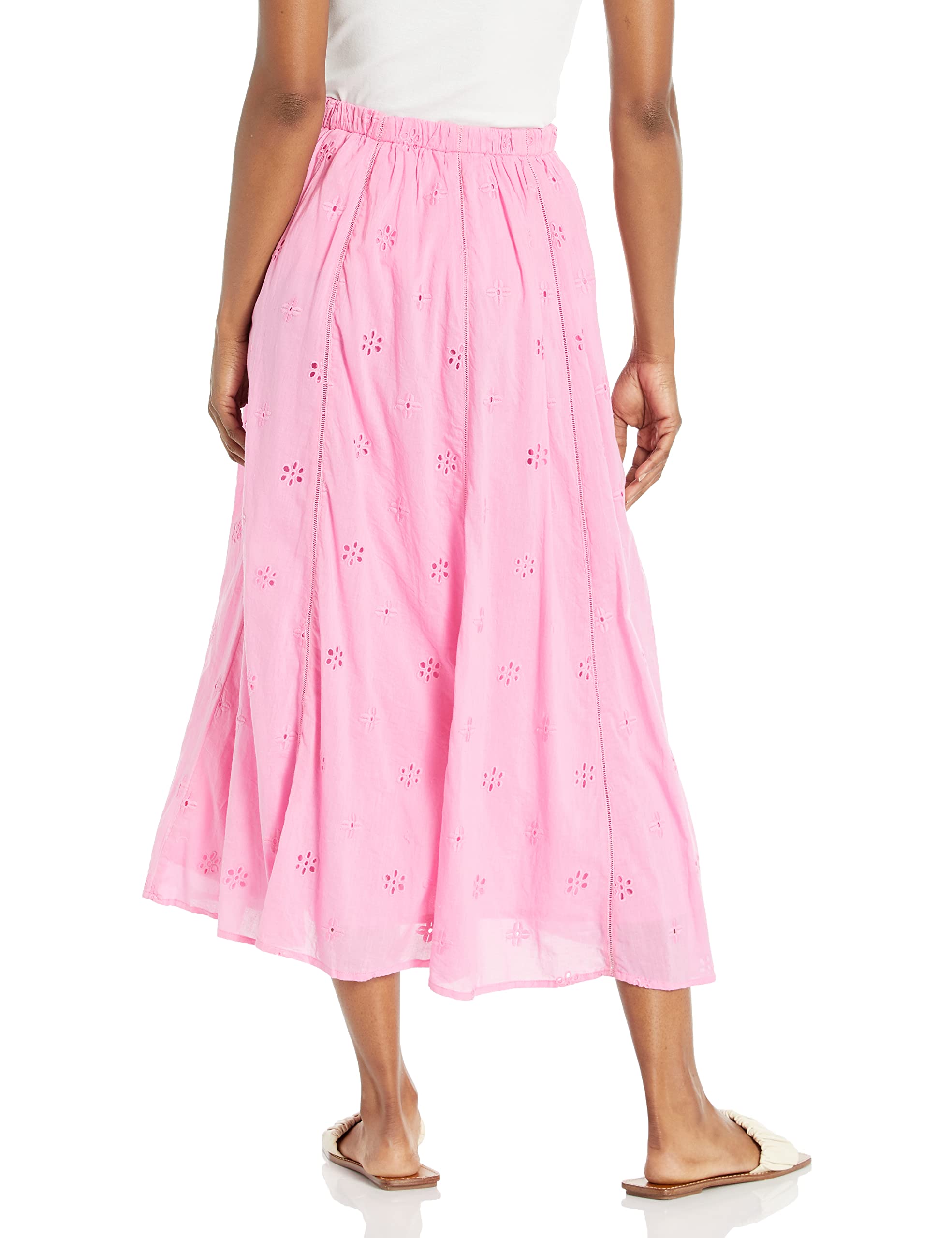 VELVET BY GRAHAM & SPENCER Women's Wynne Cotton Eyelet Ankle-Length Skirt - Breathable Summer Casual Skirt in Soft Pink, Size XL - Perfect for Beach Vacations, Brunch Dates & Summer Outfits