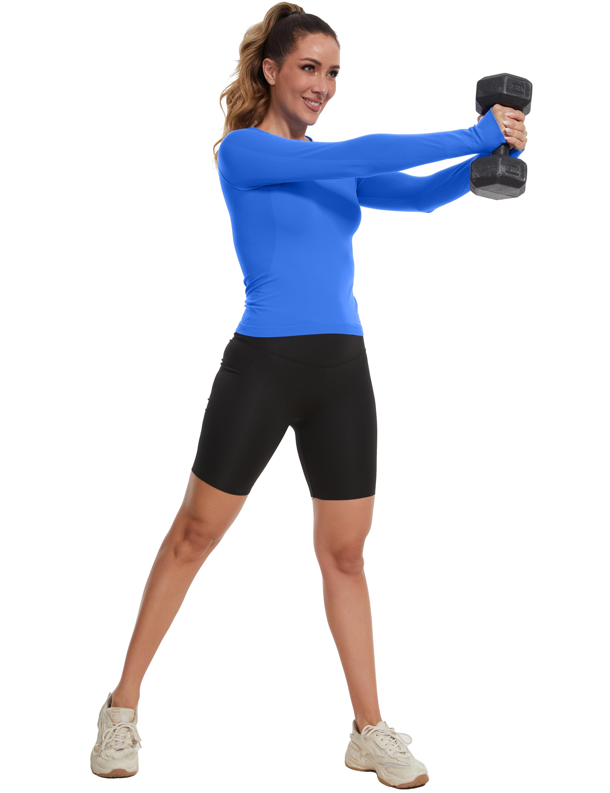 MathCat Women's Seamless Workout Shirts - Long Sleeve Yoga Tops for Gym, Running & Athletic Training - Breathable Sports Shirts for Women's Fitness & Active Lifestyle