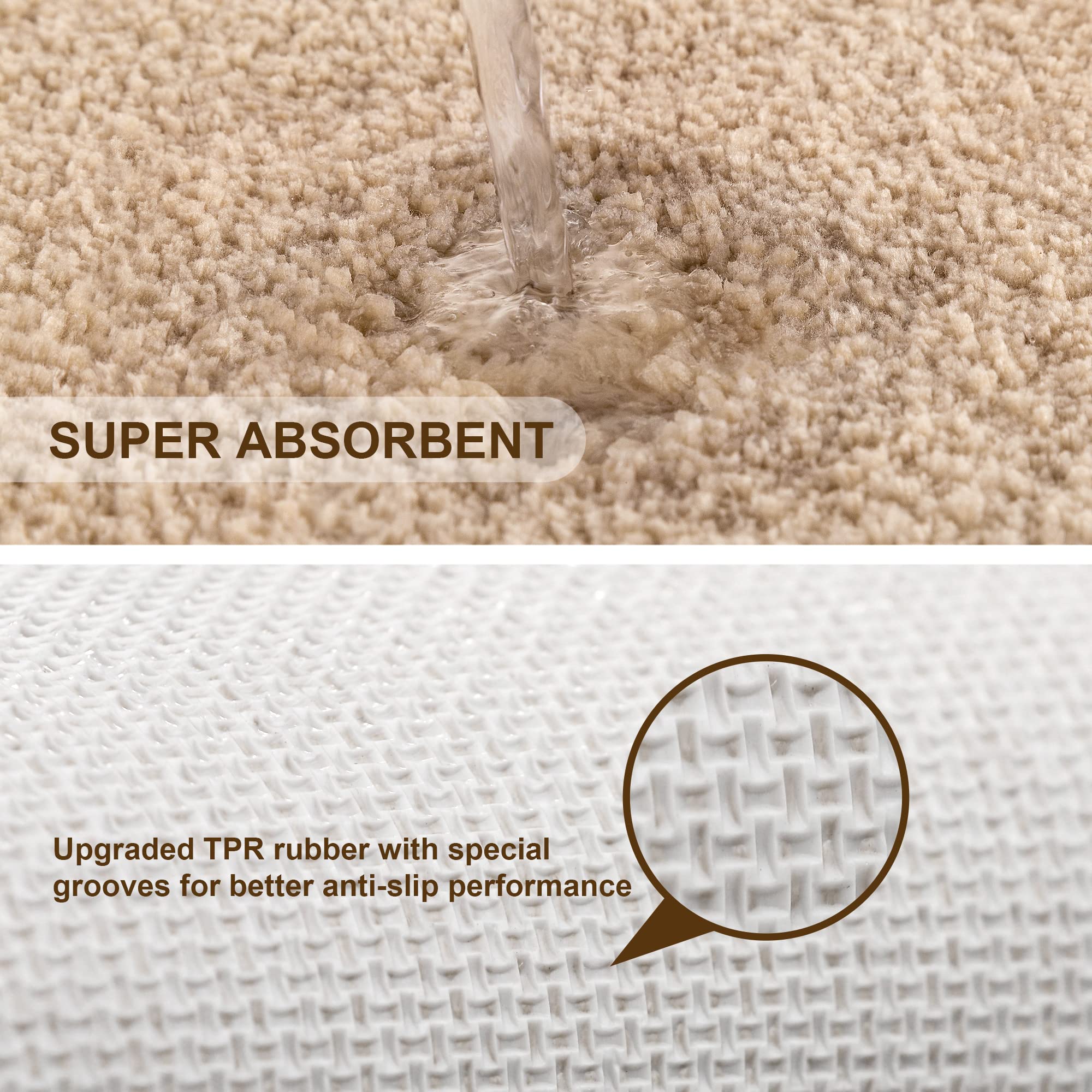 Non-Slip Ultra Soft Absorbent Bath Mat - Fluffy Microfiber Bathroom Rug (16