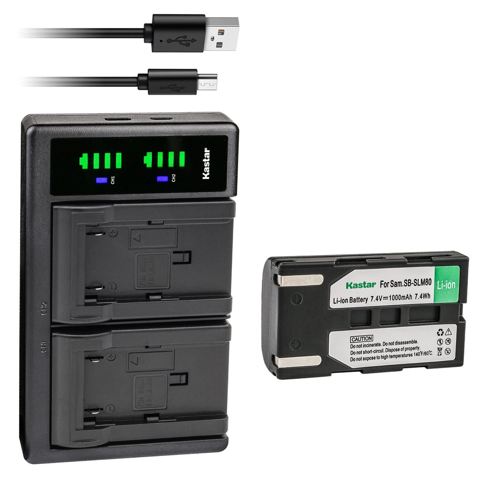 Kastar SB-LSM80 Replacement Battery & LTD2 USB Charger for Samsung Cameras - Compatible with SC-D263, SC-D351, SC-D353 & More - Perfect for Travel, Vlogging & Outdoor Photography