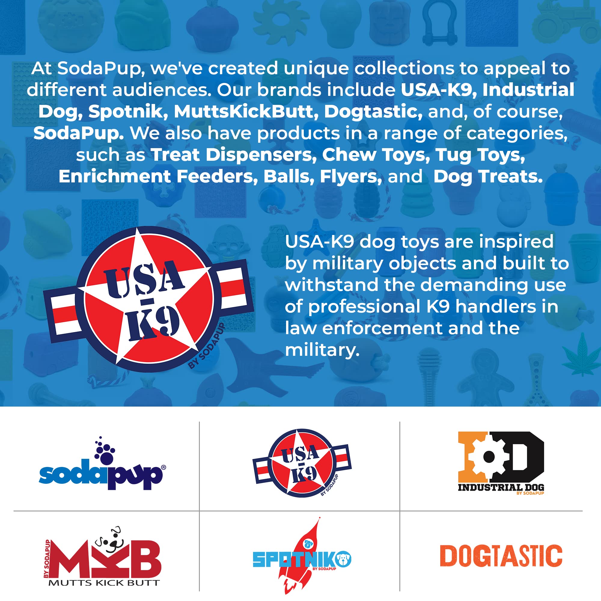 SodaPup USA-K9 Stars & Stripes Durable Dog Ball Toy - Non-Toxic Natural Rubber Chew Toy for Puppies & Adult Dogs | Made in USA | Promotes Bonding, Mental Stimulation & Physical Exercise | Great for Aggressive Chewers, Anxiety Relief & Interactive Playtime